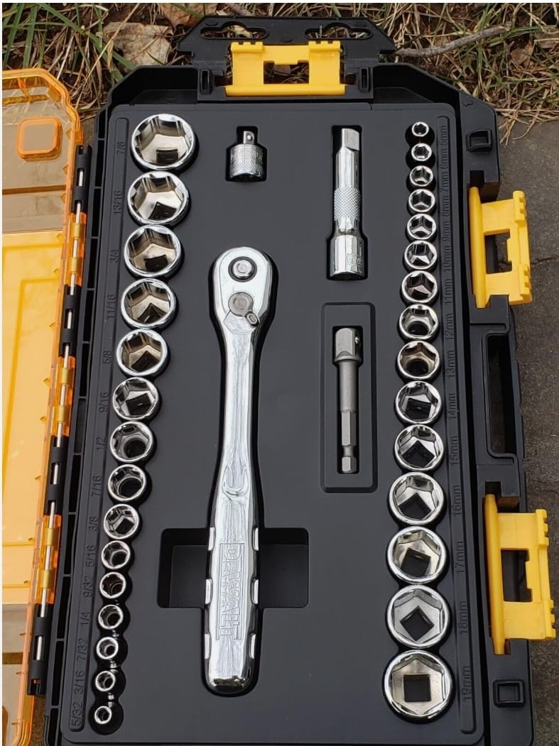 DEWALT Socket Set, 1/4-Inch & 3/8-Inch Drive, SAE/Metric, 34-Piece (DWMT73804) customer photo 2