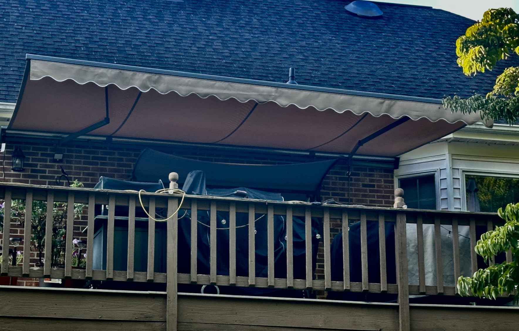 ADVANING Classic Series 16'X10' Electric Retractable Awning, 100% Acrylic UV+ Sun Shade Canopy, Canvas Umber (Solid), EA1610-A208H customer photo 2