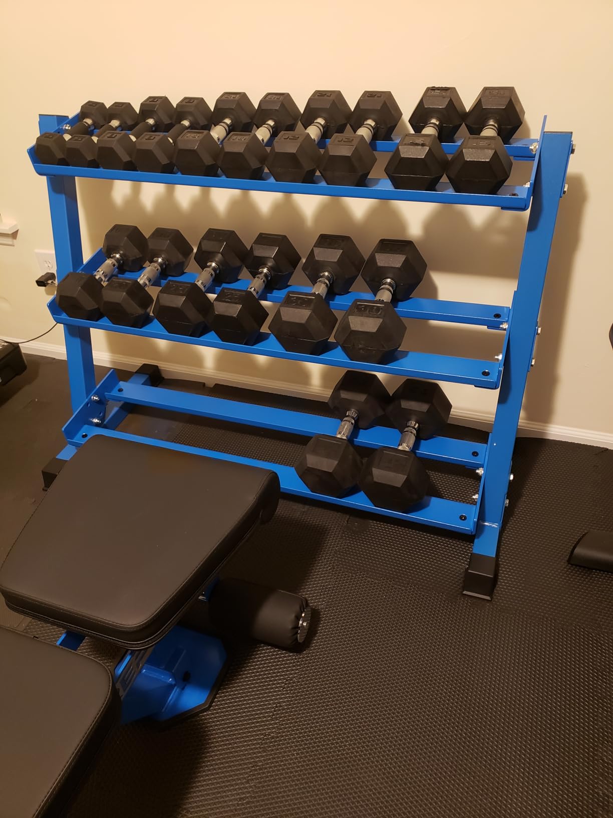 Rep Fitness Dumbbell Rack | 3-Tier Compact Holder | Fits Sets 5-50 lb | Weight Storage Stand | Rubber Hex Organizer | Free Weights Shelf | Heavy Duty Steel Frame | Gym Equipment for Home customer photo 1