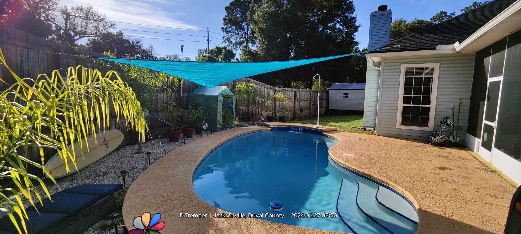 Patio Paradise 16' x 16' x 16' Sun Shade Sail Triangle Canopy Shade Cloth Fabric Sunlight Block Patio Pergola Cover HDPE Deck Awning for Outdoor Backyard Roof Shading, Turquoise customer photo 1