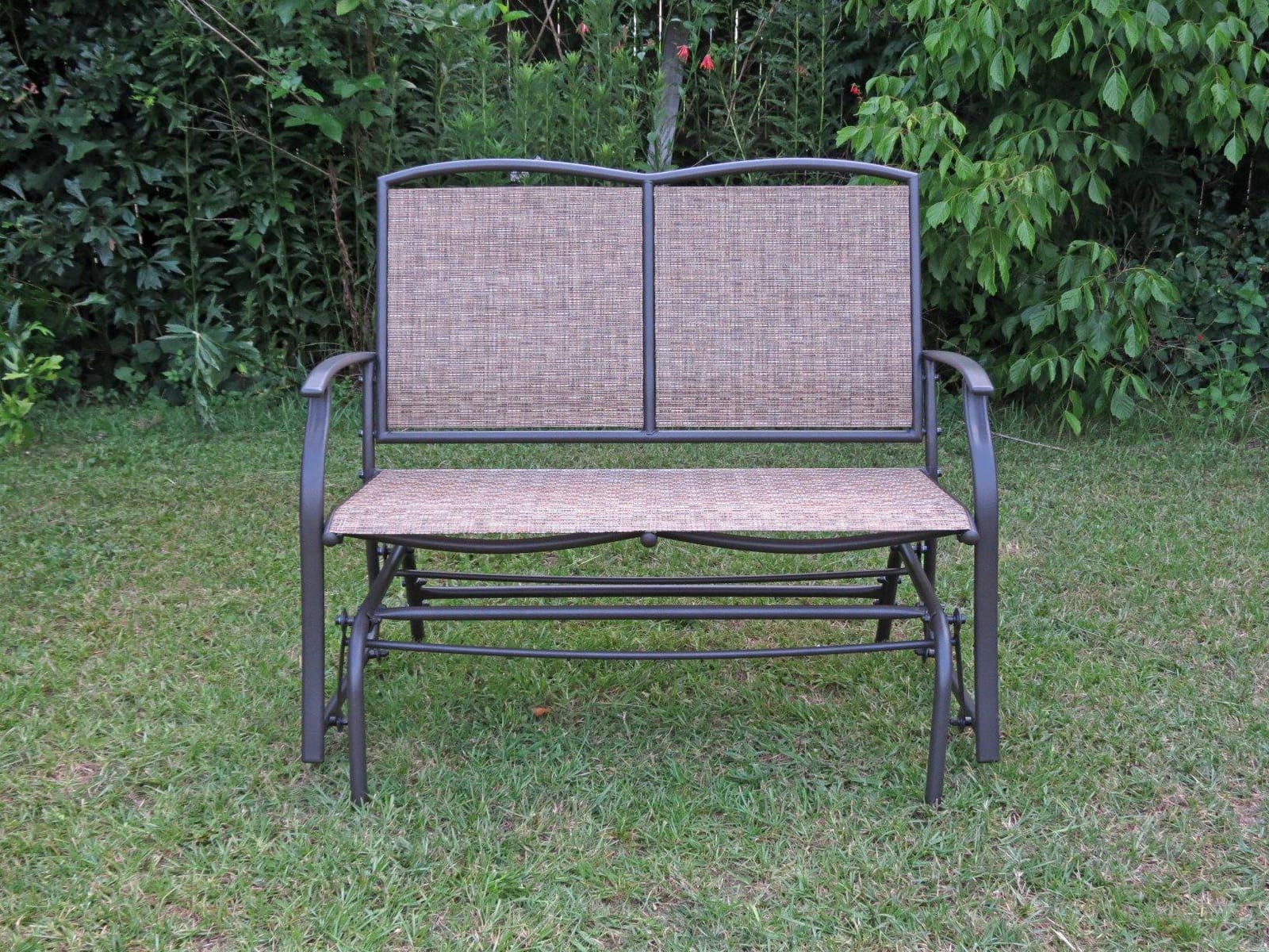 GIANTEX Patio Glider Benches for Outside, Swing Glider Chair w/Steel Frame customer photo 1