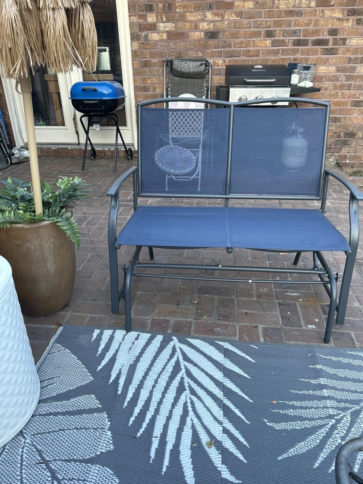 GIANTEX Patio Glider Benches for Outside, Swing Glider Chair w/Steel Frame customer photo 2