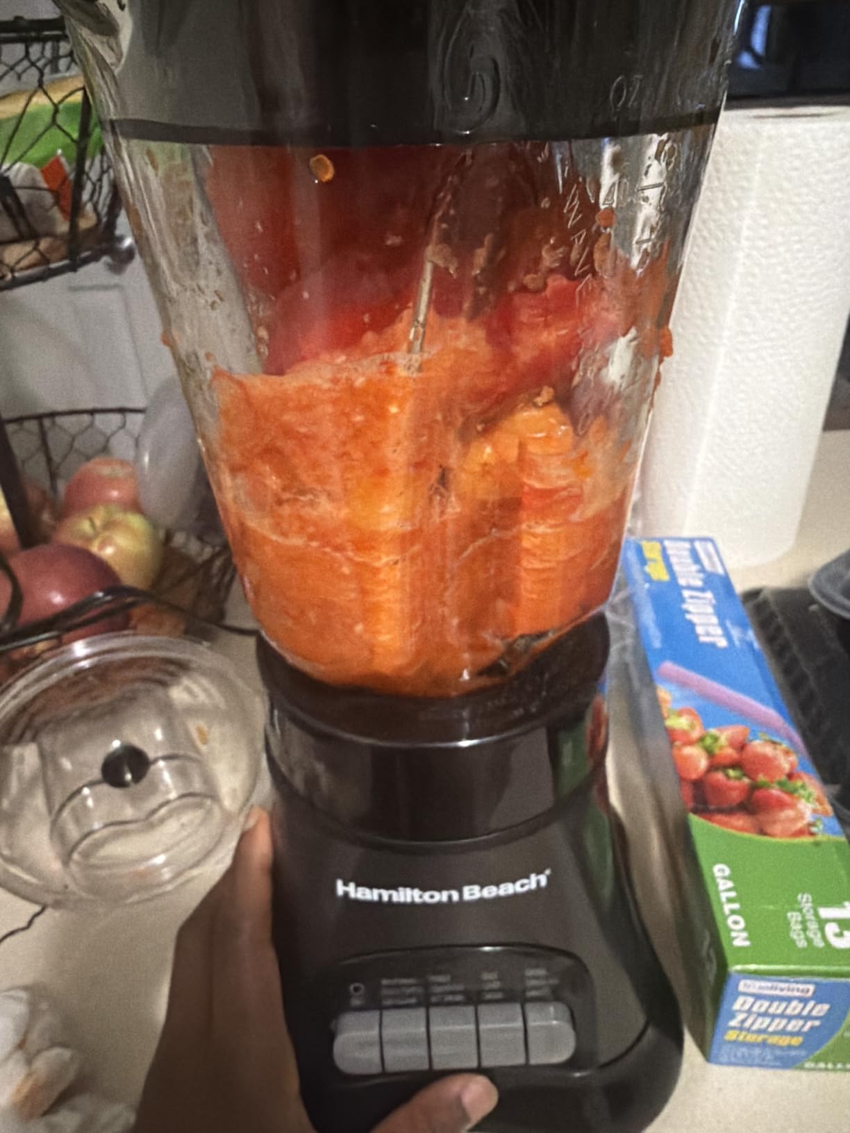 Hamilton Beach Blender and Food Processor Combo for Shakes & Smoothies, With 3 Cup Electric Food Chopper Attachment, 40 oz Glass Jar, Blender Travel Cup, 700 Watts Peak Power, Gray & Black (58163) customer photo 1