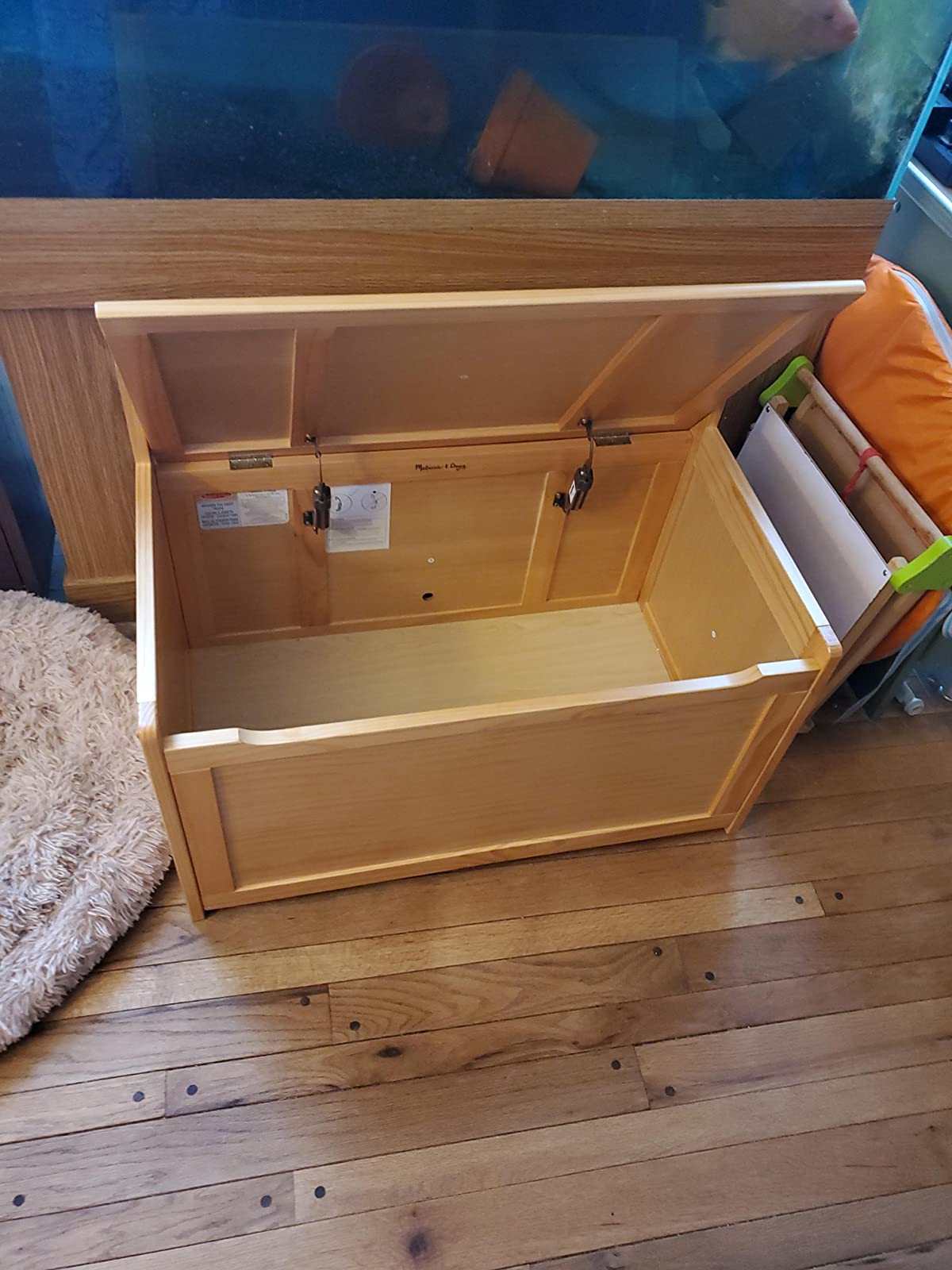 Melissa & Doug Toy Chest, Wooden Toy Storage Box with Safety-Hinged Lid, Kids Toys Storage Organizer for Playroom, Bedroom, & Montessori Classroom Furniture for Boys & Girls Ages 3+ customer photo 2