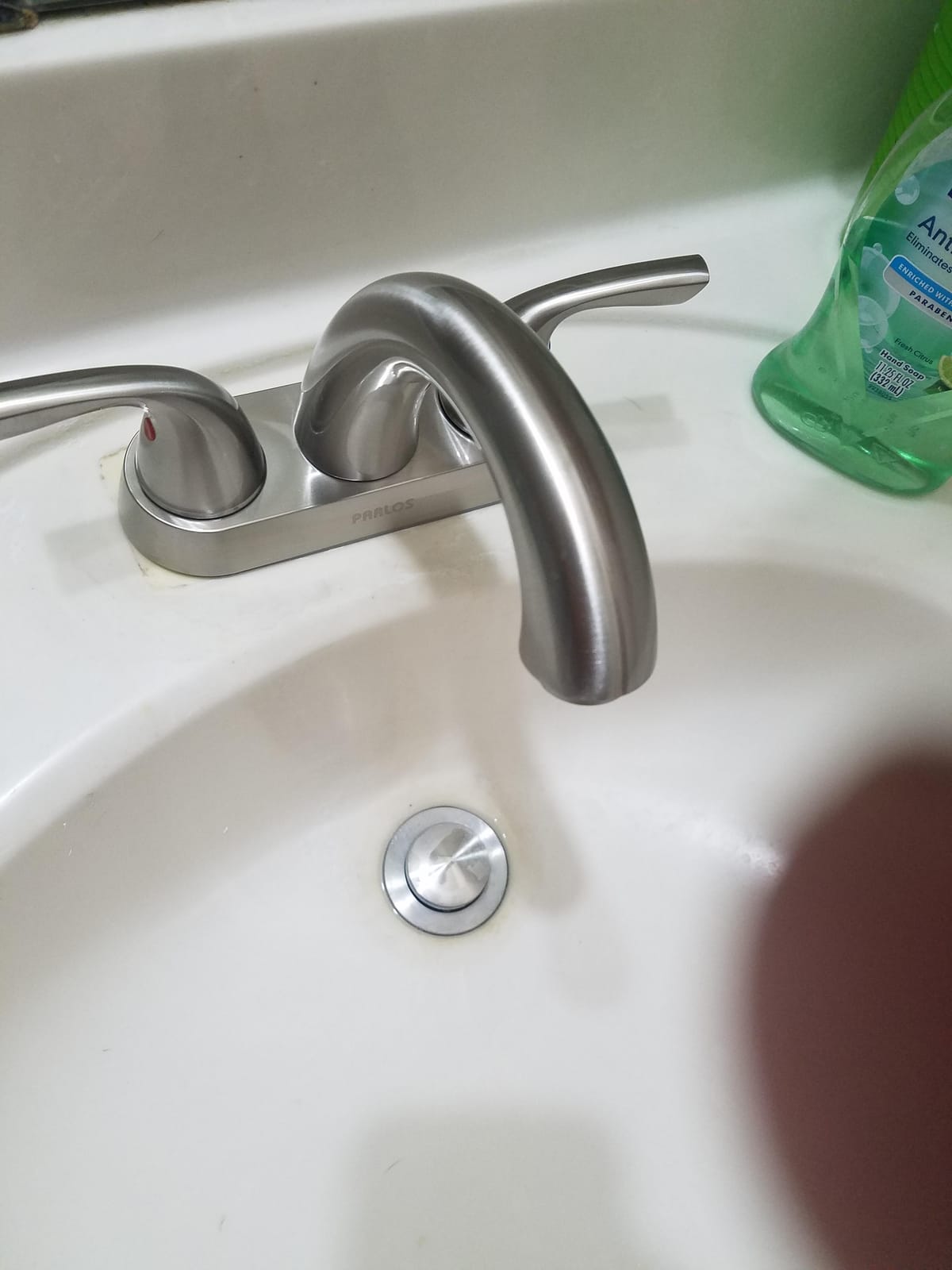 PARLOS Bathroom Sink Faucet 4 Inch Centerset for Vanity, Brushed Nickel customer photo 1