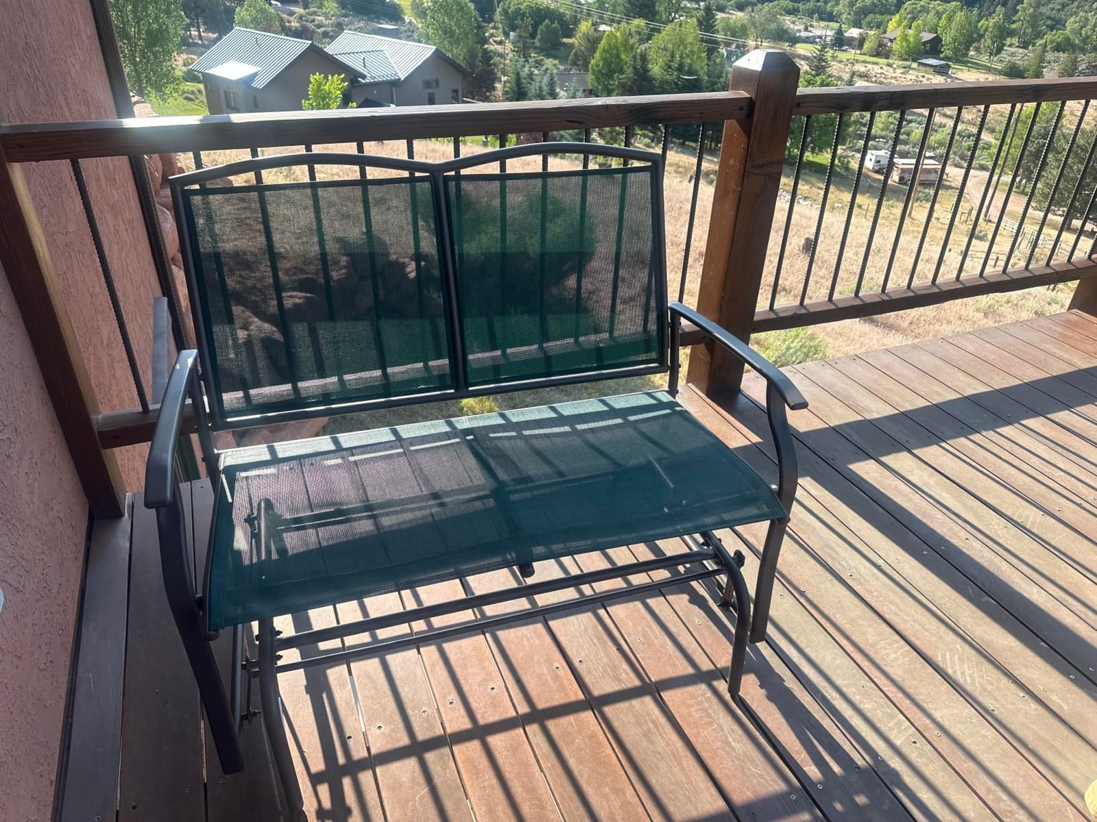 Best Choice Products 2-Person Outdoor Patio Swing Glider Steel Bench Loveseat Rocker for Deck, Porch w/Textilene Fabric, Steel Frame - Brown customer photo 1
