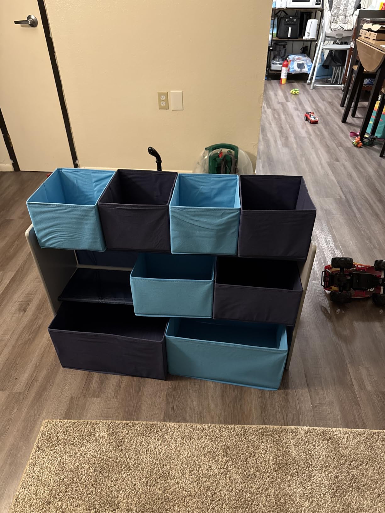 Delta Children Deluxe Multi-Bin Toy Organizer with Storage Bins, Grey/Blue Bins customer photo 1