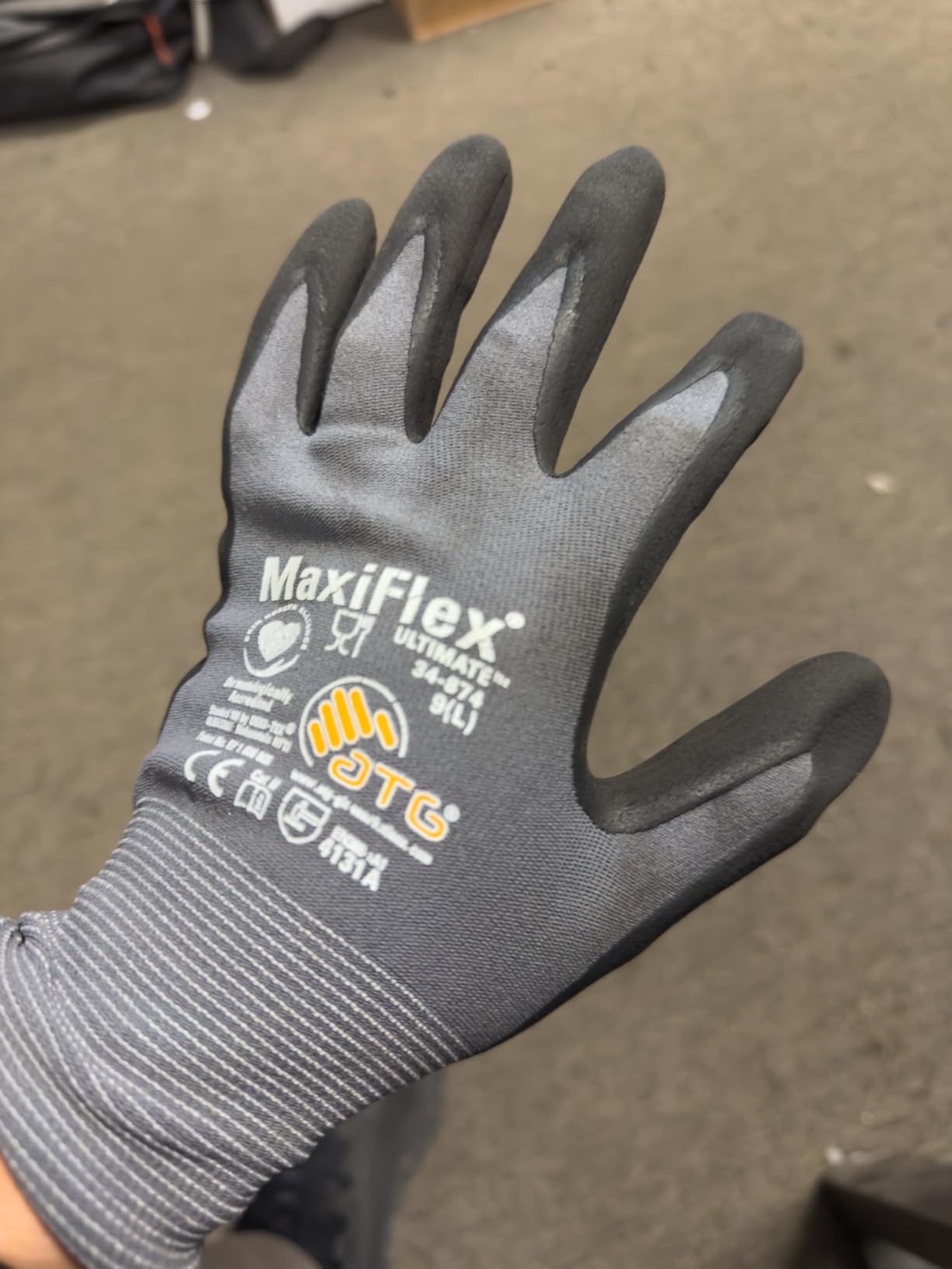 MaxiFlex Seamless Knit Nylon Gloves with Nitrile Coat and Micro Foam Grip on Palm and Fingers Cut Resistance customer photo 1