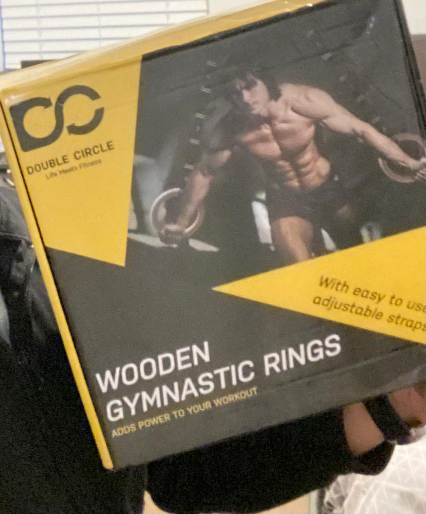 Double Circle Wood Gymnastics Rings with Quick Adjust Numbered Straps and Exercise Videos Guide - Full Body Workout Rings, Calisthenics, Home Gym (Multi-Size) customer photo 2