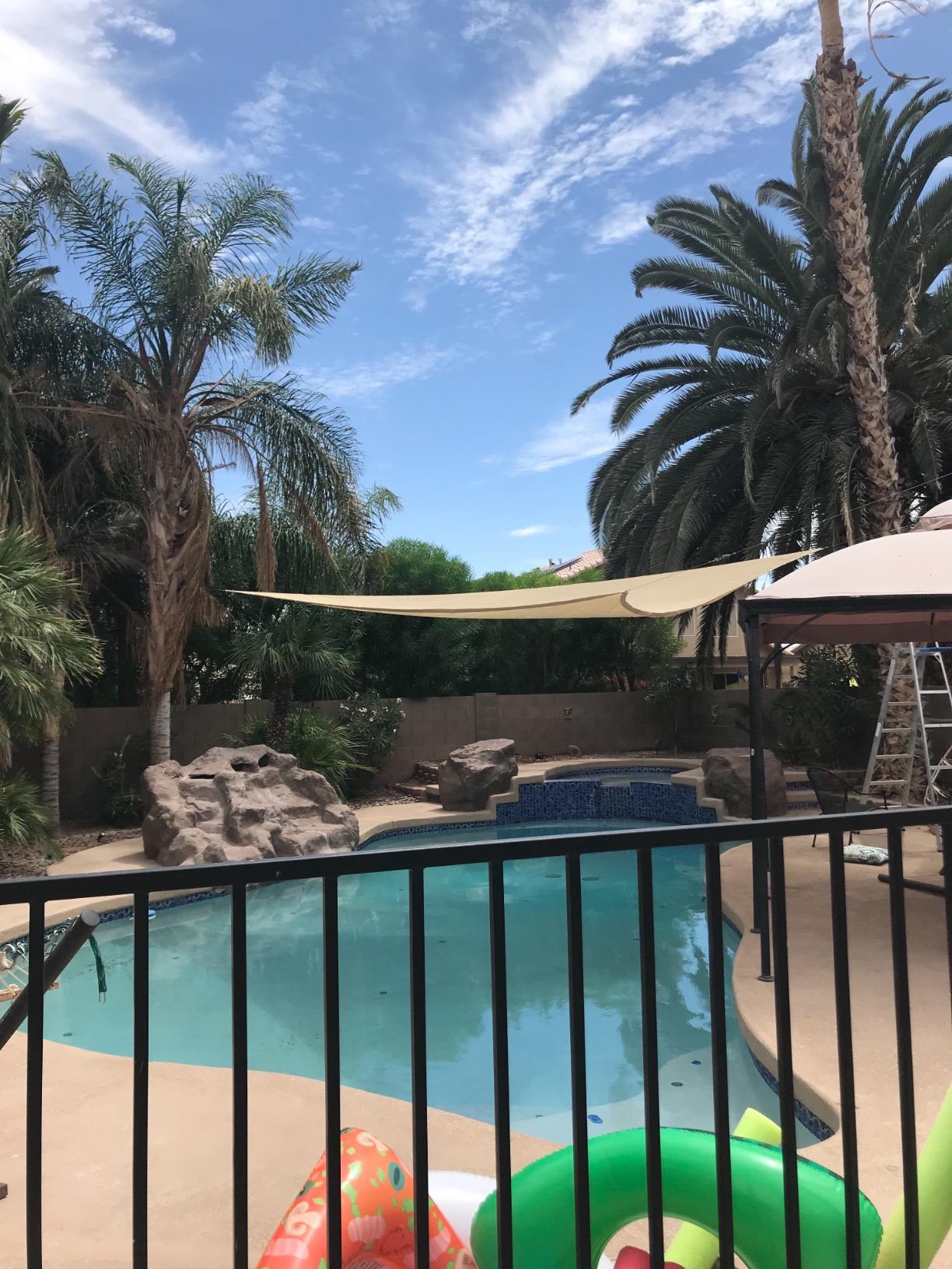 ColourTree 20' x 20' x 20' Beige Triangle Sun Shade Sail for Patio customer photo 2