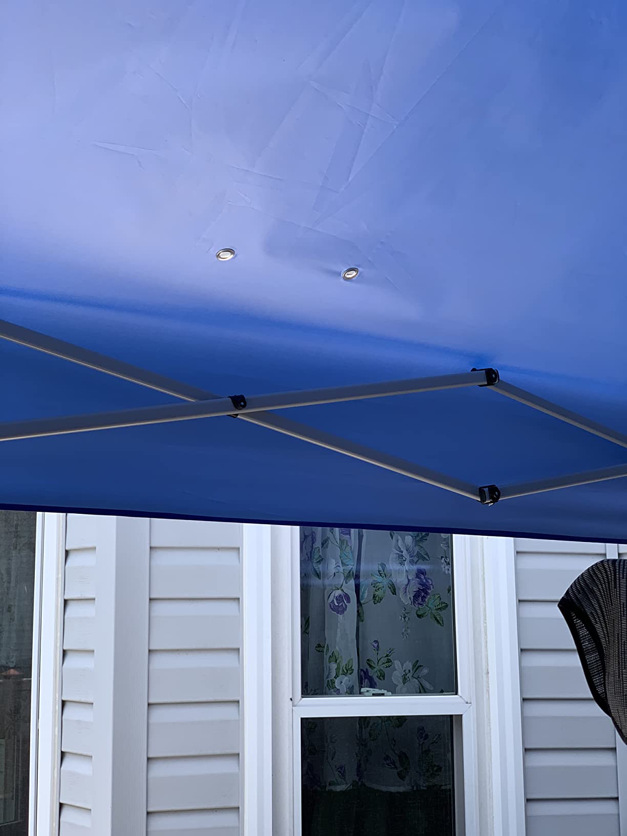 CROWN SHADES 10x10 Pop Up Canopy Tent with One Push Setup, Grid White | Patented CenterLok, Easy Outdoor Sun Shade for Events, Parties, Camping - Gazebo with STO-N-Go Cover Bag, Silver-Coated Top customer photo 1