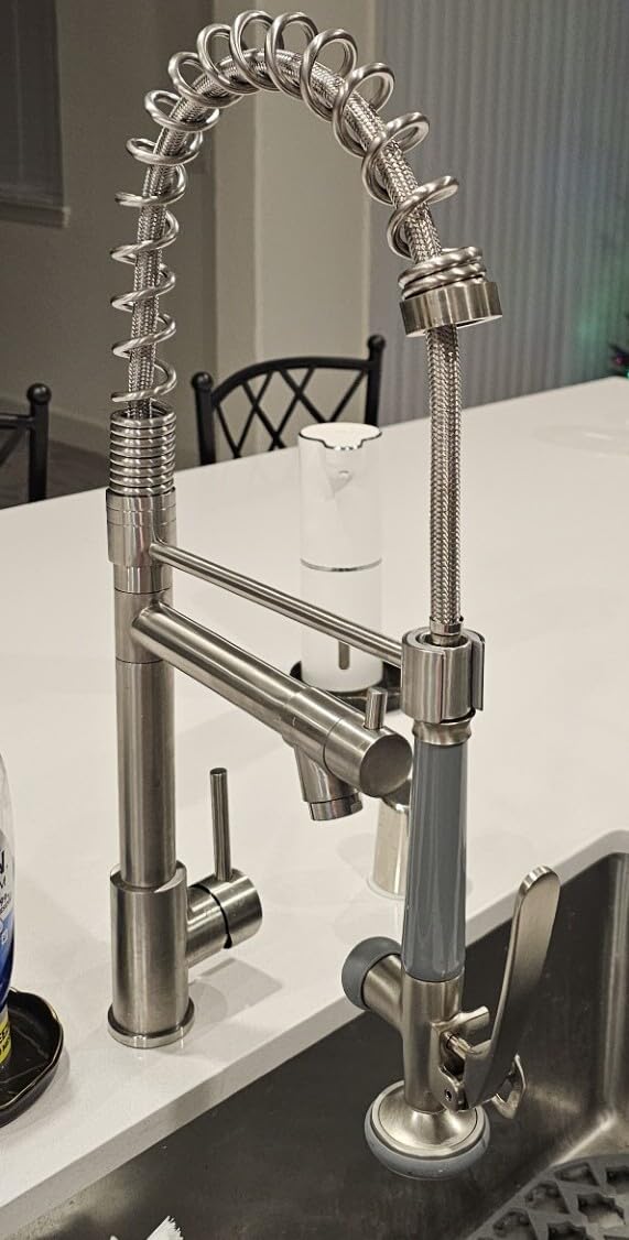 Fapully Commercial Pull Down Kitchen Sink Faucet with Sprayer Brushed Nickel customer photo 1