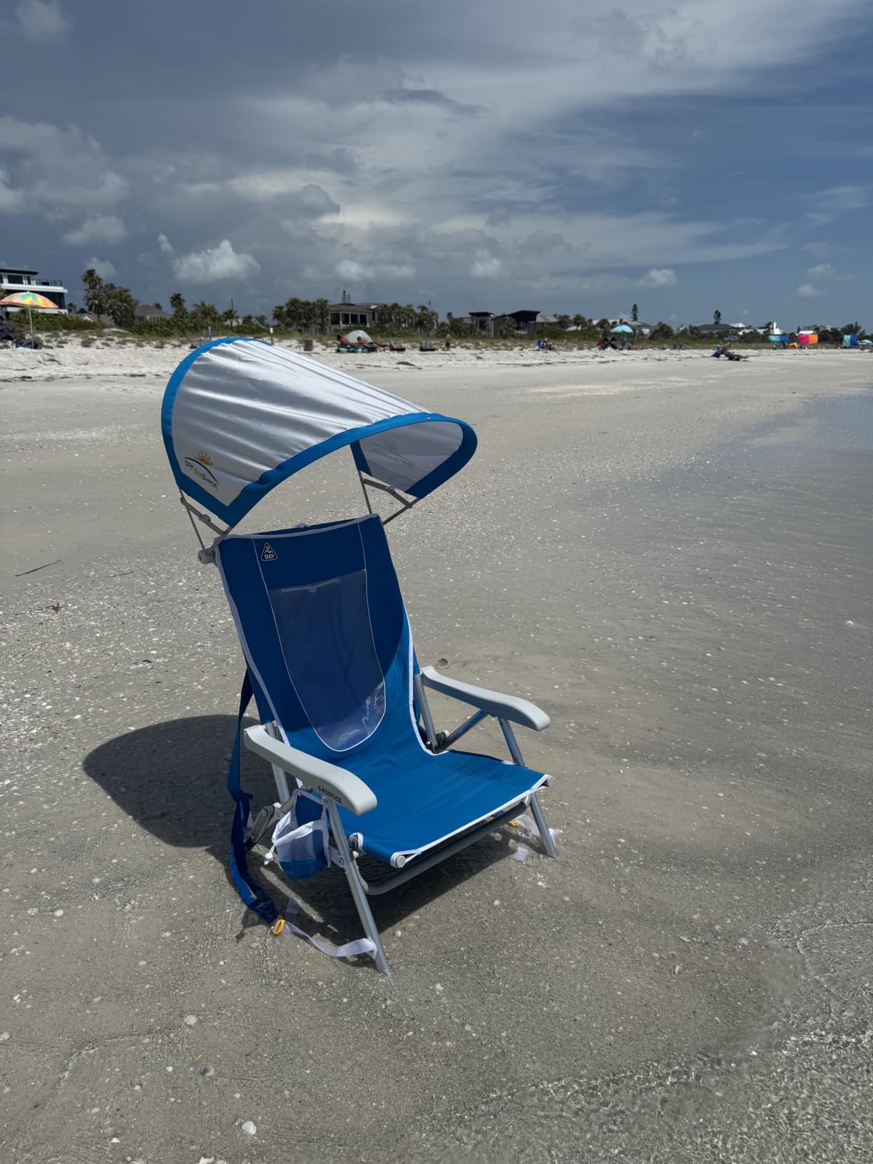 GCI Outdoor Sunshade Backpack Beach Chair | Reclining Folding Canopy Chair with Durable Armrests, Drink Holder & Carry Straps, Perfect for Beach Trips & Picnics — Saybrook Blue customer photo 1
