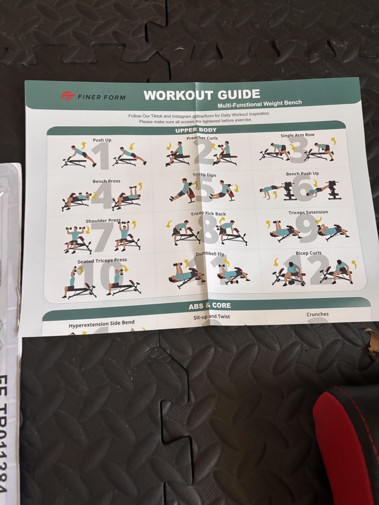 Finer Form Multi-Functional Adjustable Weight Bench and Roman Chair | 8 Back Extension Levels, Chest Press, Sit Ups, Flat Decline Settings, Sturdy Steel Frame, Thick Pad, Workout Chart Included customer photo 2