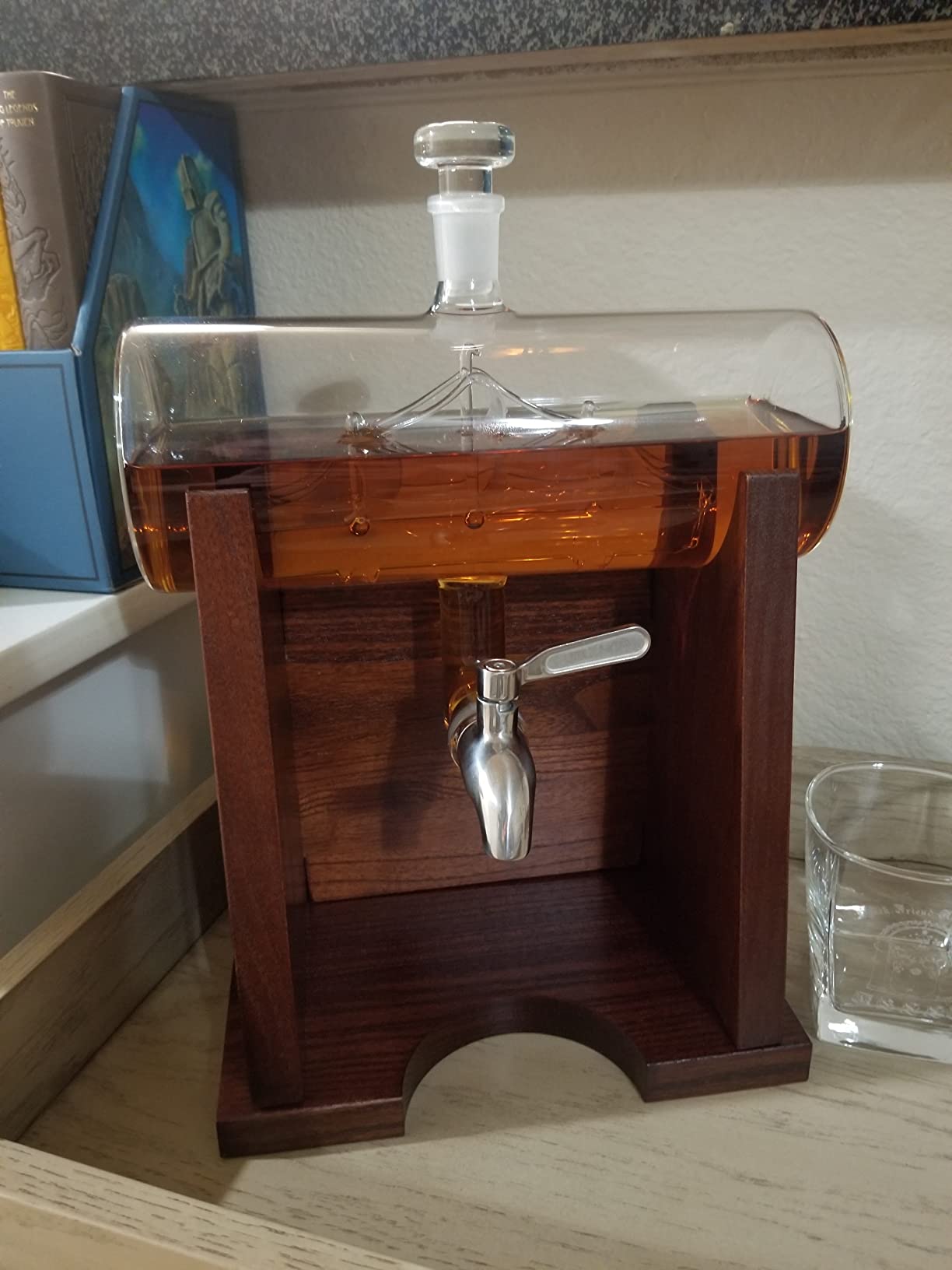Jillmo Ship Whiskey Decanter Set for Men, 1250ml, 2 Glasses & Wooden Stand customer photo 2