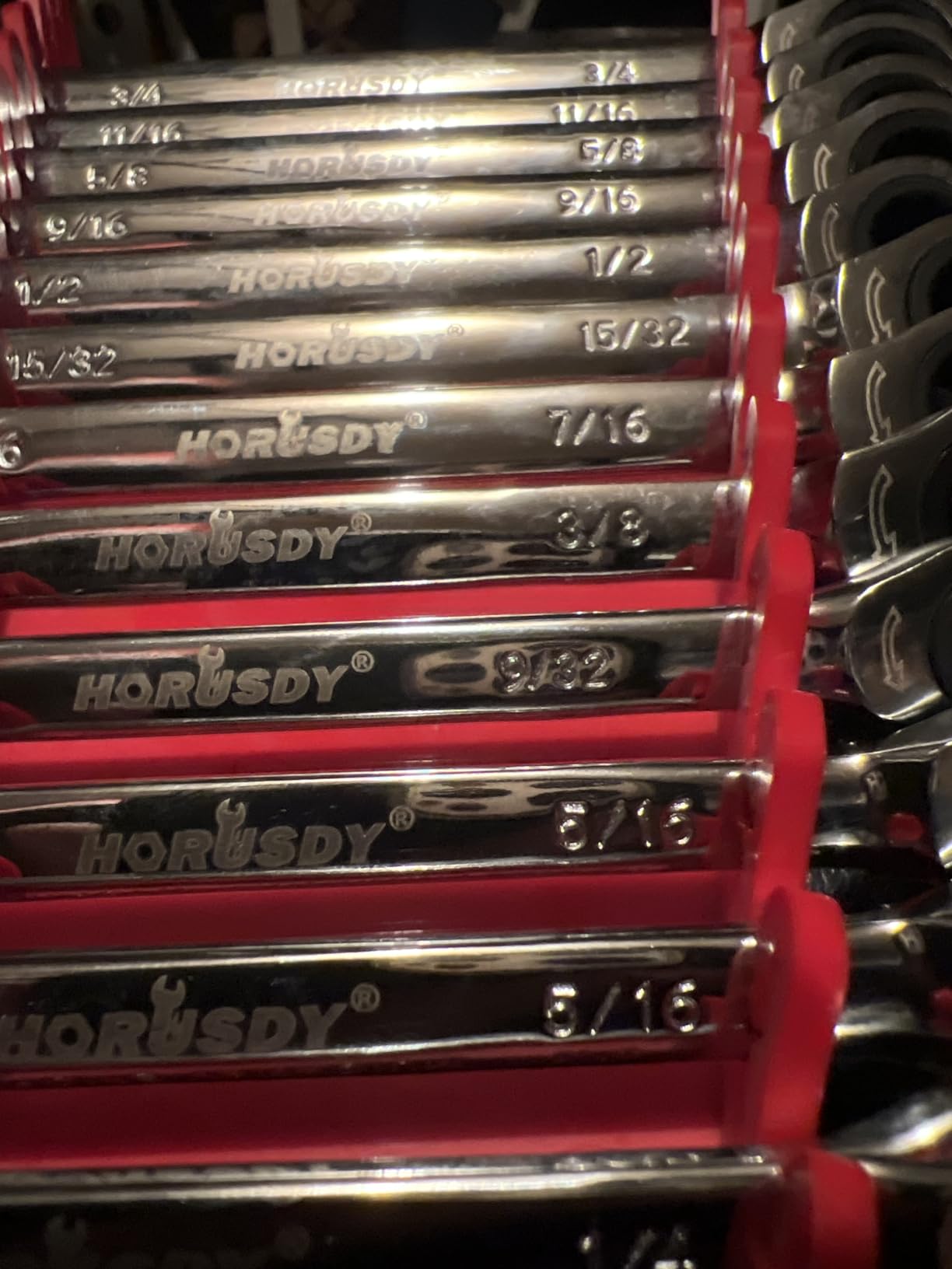 HORUSDY 24-Piece Ratcheting Wrench Set | Metric and SAE | Ratchet Combination Wrenches Set with Organizer | 72-Tooth | Chrome Vanadium Steel | 6-18 mm & 1/4” to 3/4“ (24-Piece) customer photo 1