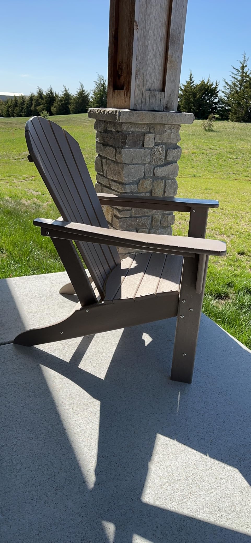Signature Design by Ashley 1-Piece HDPE Outdoor Adirondack Chair, Driftwood | Durable weather resistant HDPE, 36-pound stationary frame, Comfortable 16.25-inch elevated seat, Sundown Treasure Series customer photo 2