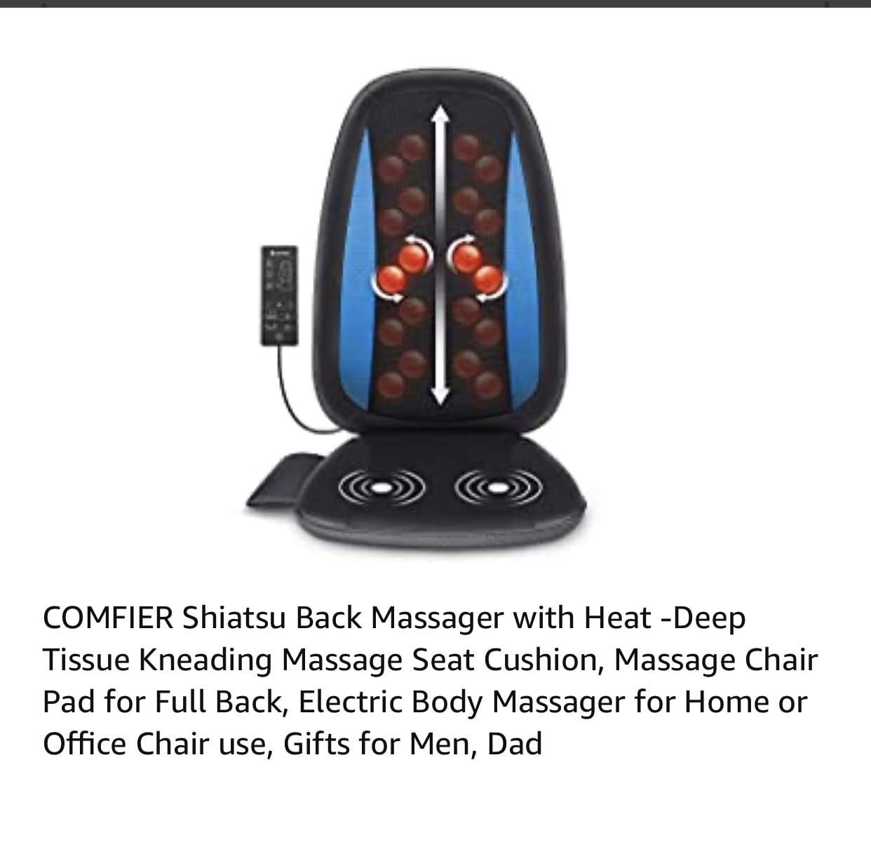 COMFIER Shiatsu Back Massager with Heat, Deep Tissue Kneading Chair Massager Pad, Massage Chair Pad for Full Back, Massage Seat Cushion for Back Pain Relief customer photo 2