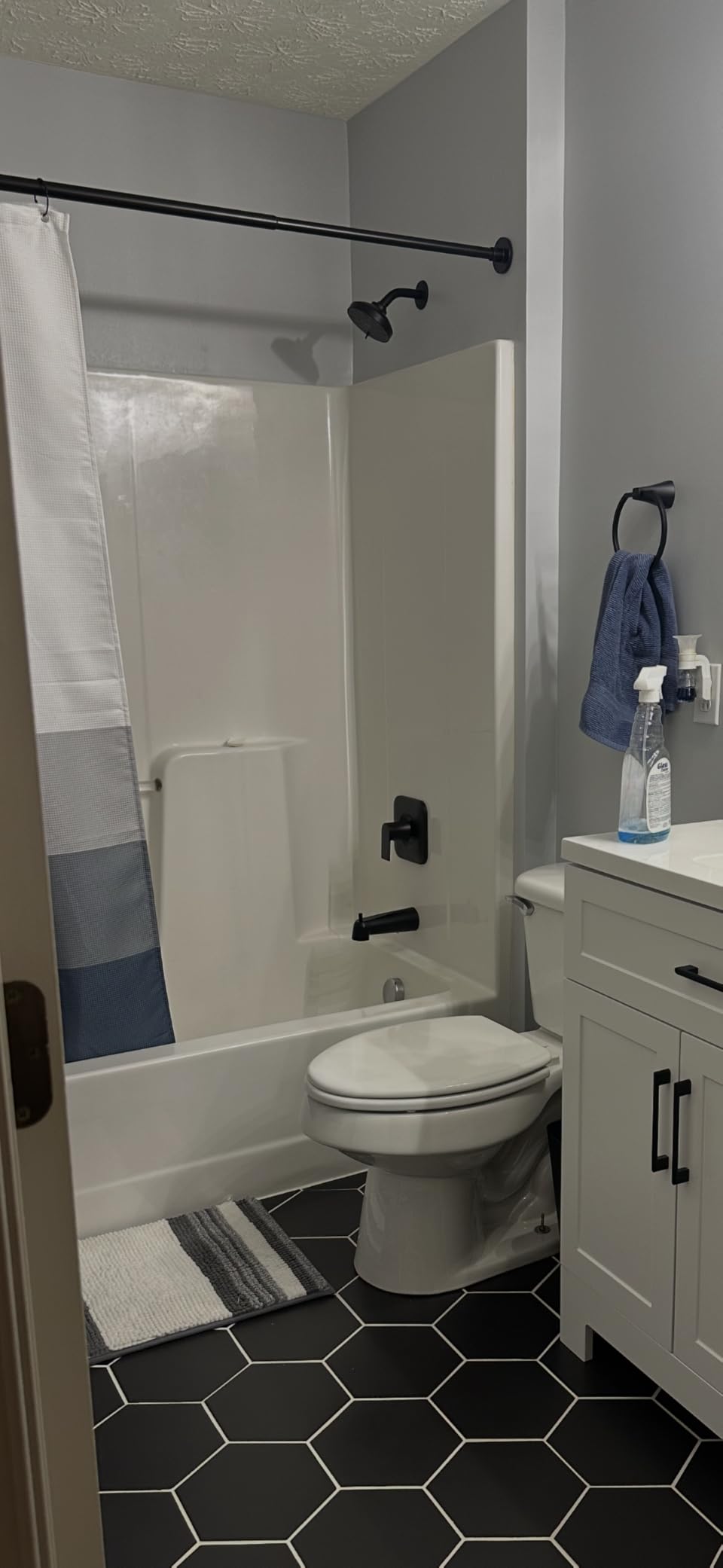 Moen Genta LX Brushed Nickel Pressure Balancing Eco-Performance Modern Shower Trim Including Showerhead, Shower Handle, and Tub Spout (Posi-Temp Valve Required), T2473EPBN customer photo 1