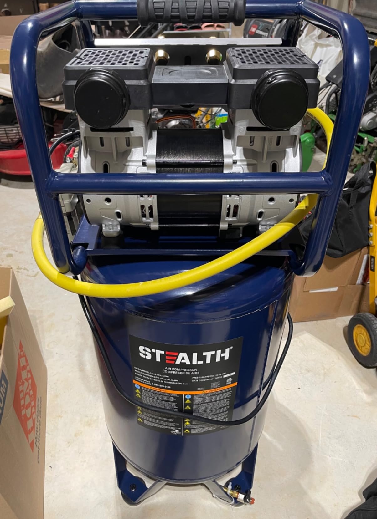 Stealth 20 Gallon Ultra Quiet Air Compressor,1.8 HP Oil-Free Peak 150 PSI 68 Decibel, 5.5 CFM @ 40 PSI 5 CFM @ 90 PSI Silent Long Life Electric Air Compressor W/Wheel for Garage customer photo 1