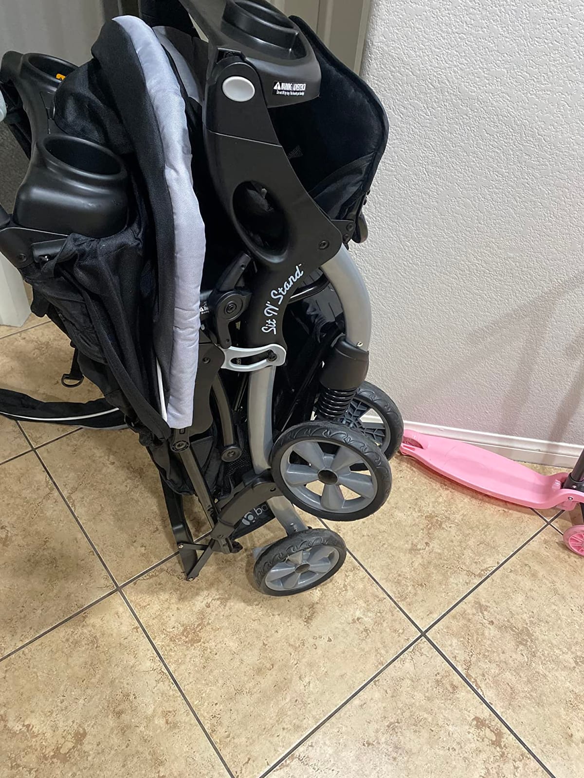 Baby Trend Sit N' Stand Convertible Multi-Use Easy Fold Travel Toddler & Baby Tandem Double Stroller with Safety Harness and Storage Basket, Magnolia customer photo 1