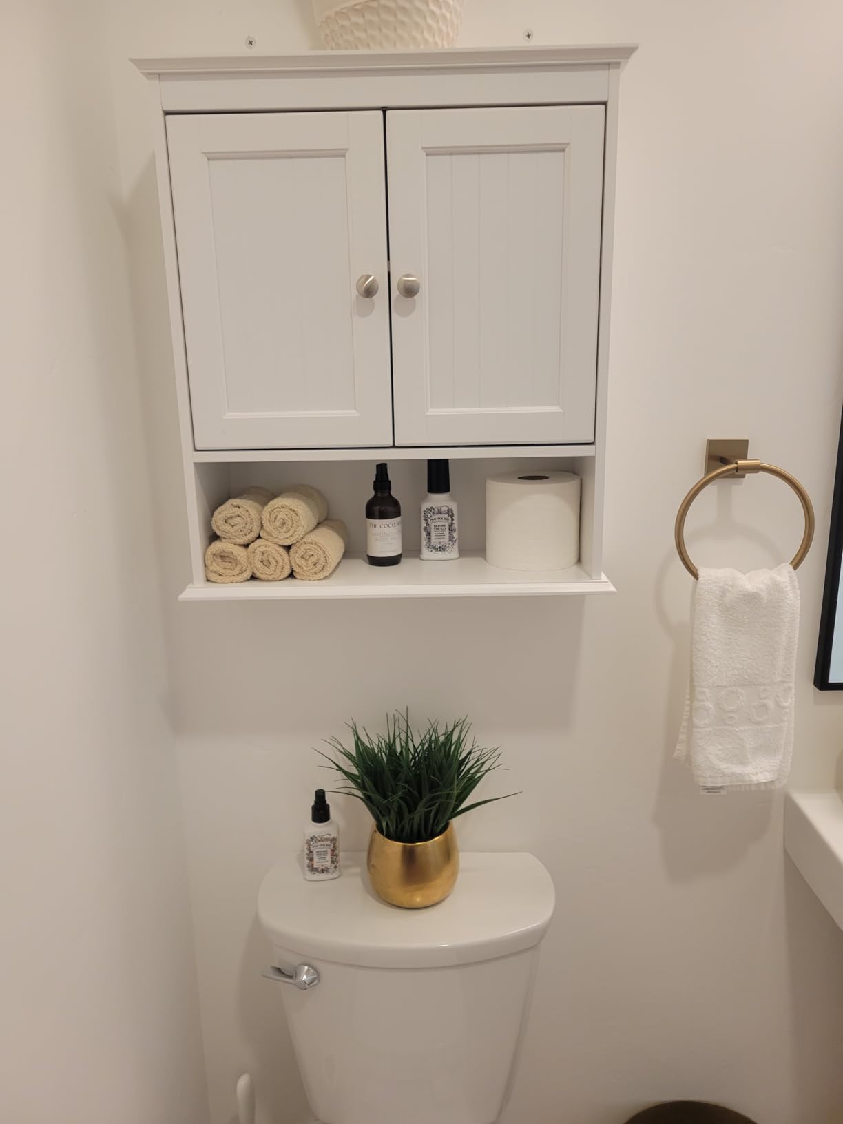 Spirich Bathroom Wall Cabinet with Beadboard Doors, White Medicine Cabinet customer photo 1