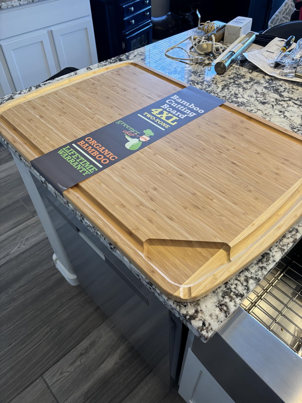 ENORMOUS 30 x 20 Organic Extra Large Cutting Board with Lifetime Replacements – Wood Bamboo Chopping Board - Wooden Butcher Block Cutting Board for Carving Turkey, Grilling Brisket and BBQ customer photo 2