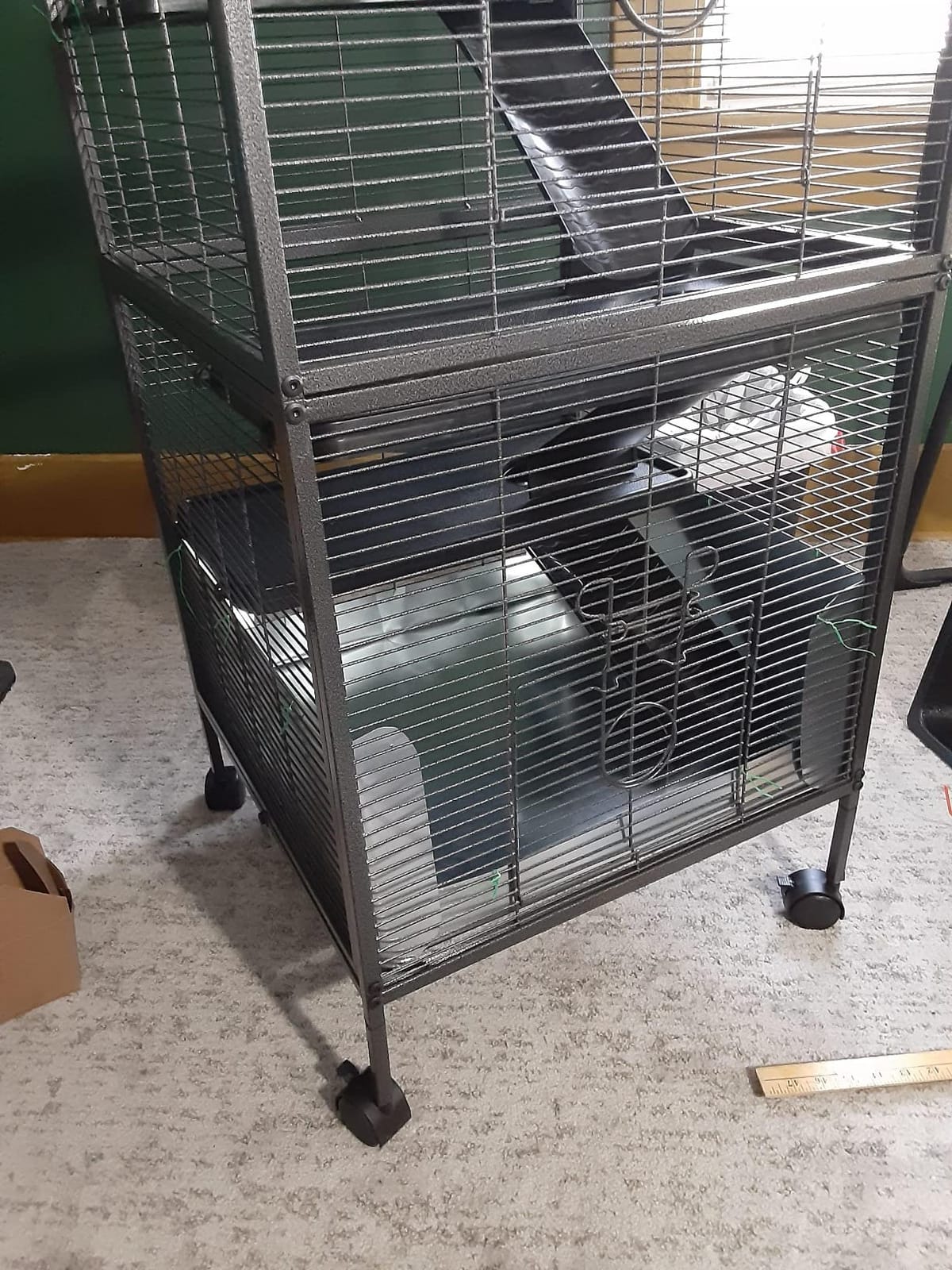PawHut Metal Small Animal Cage, 5-Tiers Rolling Big Ferret Cage, Gray customer photo 2