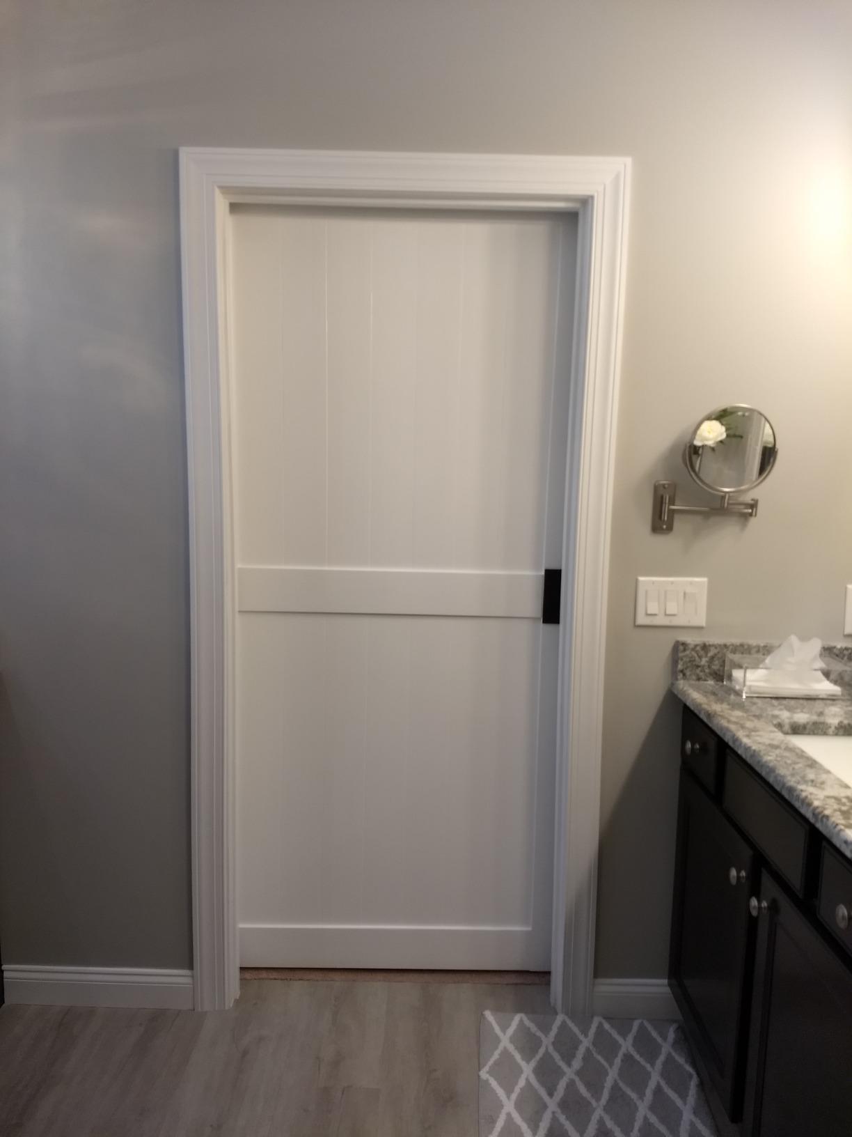 SmartStandard 36in x 80in Sliding Barn Wood Door, Natural, Fit 6-6.6FT Rail customer photo 1