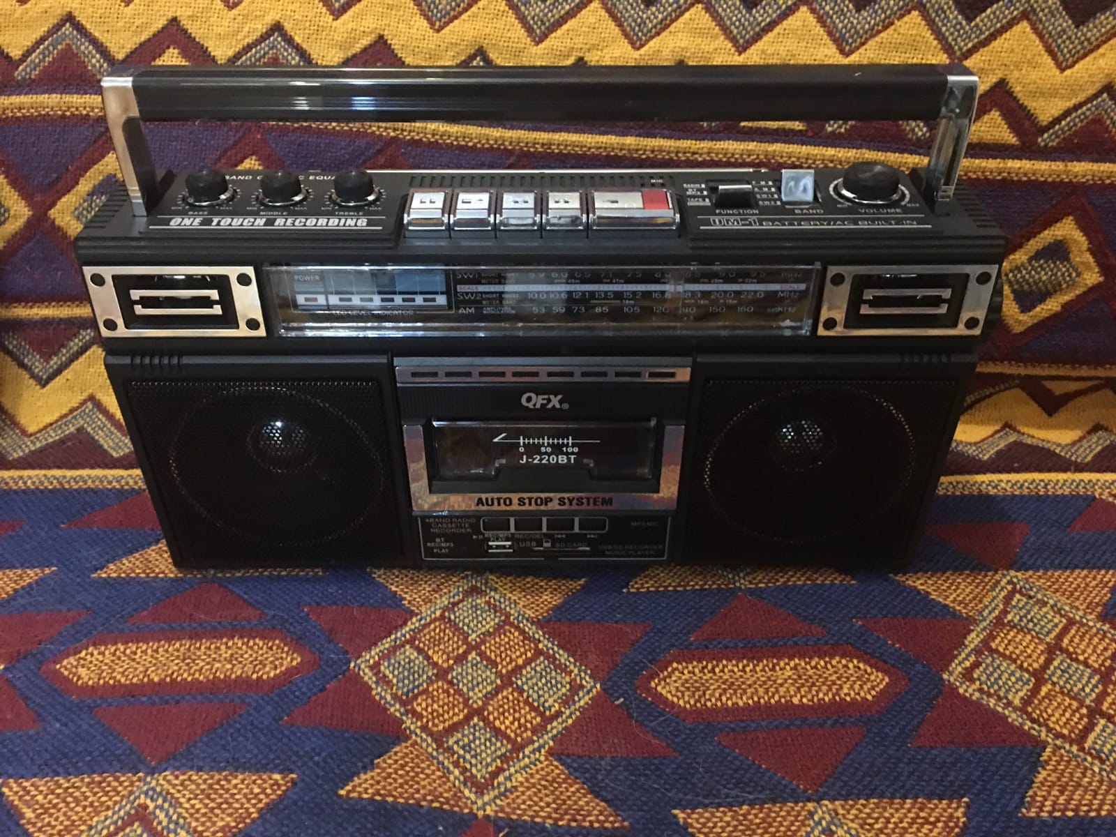 QFX Retro Bluetooth Boombox Cassette Tape Player Recorder, J-220BT, Black customer photo 2
