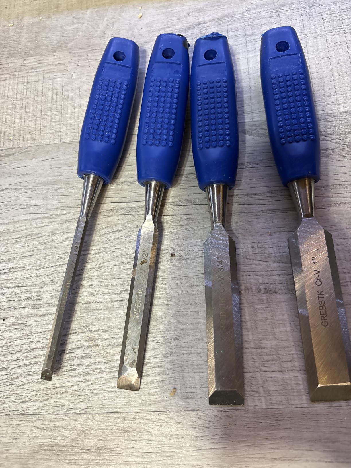 GREBSTK 4 Piece Wood Chisel Set CR-V Steel Sharp Bevel Edge for Woodworking customer photo 1