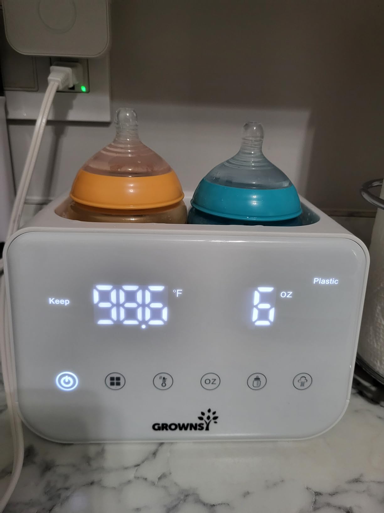 GROWNSY Fast Double Baby Bottle Warmer for Breastmilk & Formula, White customer photo 2
