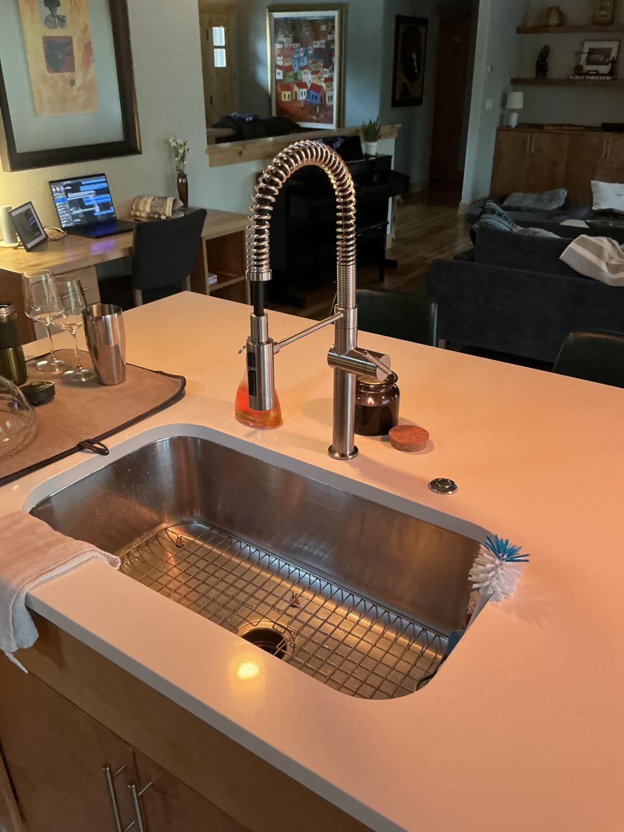 KOHLER 22973-VS Crue High-Arc Kitchen Faucet with Pull Down Spring Spout, Professional Pre-Rinse Kitchen Faucet, Commercial Faucet, Vibrant Stainless customer photo 2