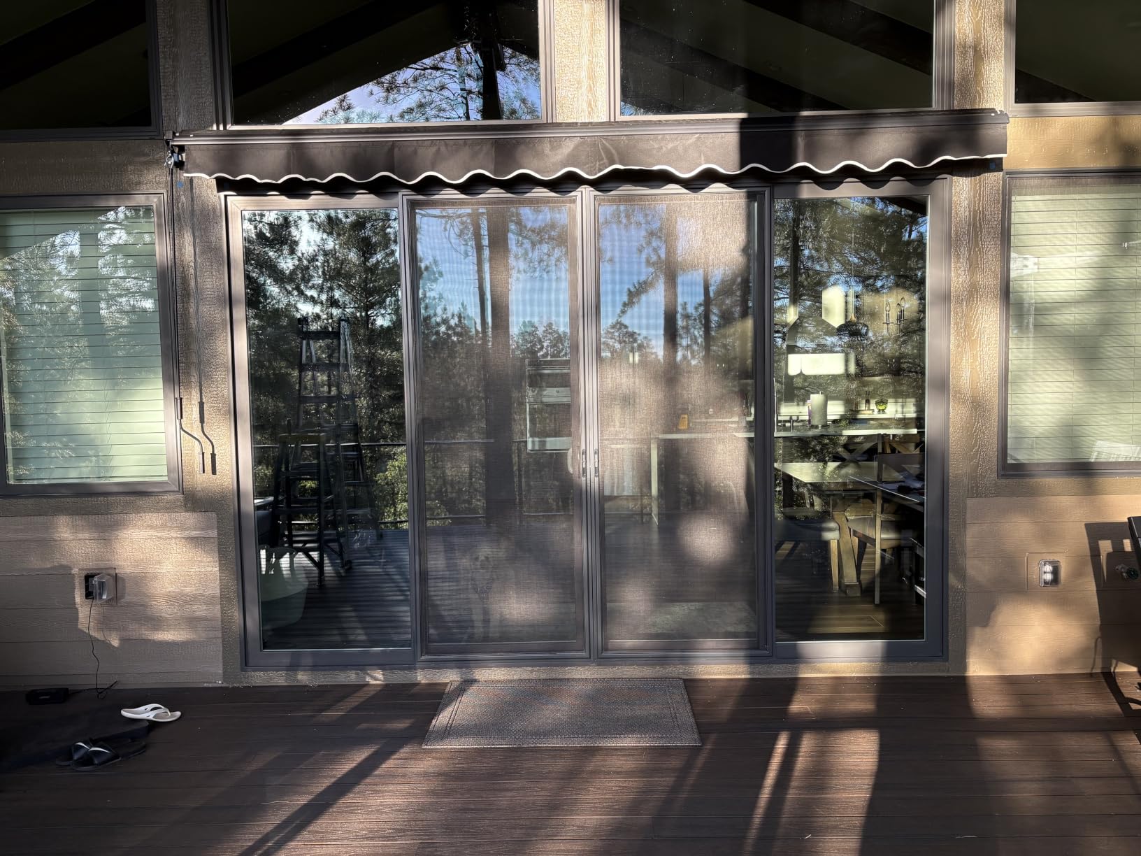 ALEKO Manual Patio Awning with Black Frame, 12x10 Charcoal Gray customer photo 1