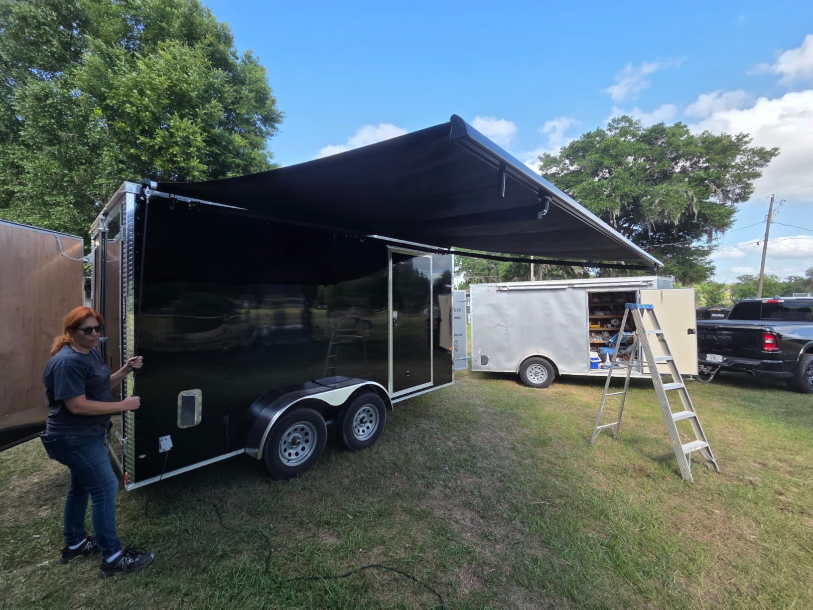 ALEKO Manual Patio Awning with Black Frame, 12x10 Charcoal Gray customer photo 2