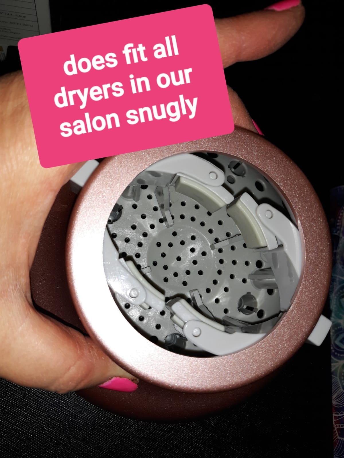 Universal Hair Diffuser “Super Sturdy” 1.7 Inch to 2.6 Inch for Natural Curly and Wavy Hair, Hair Dryer Attachment (Rose Gold) customer photo 2