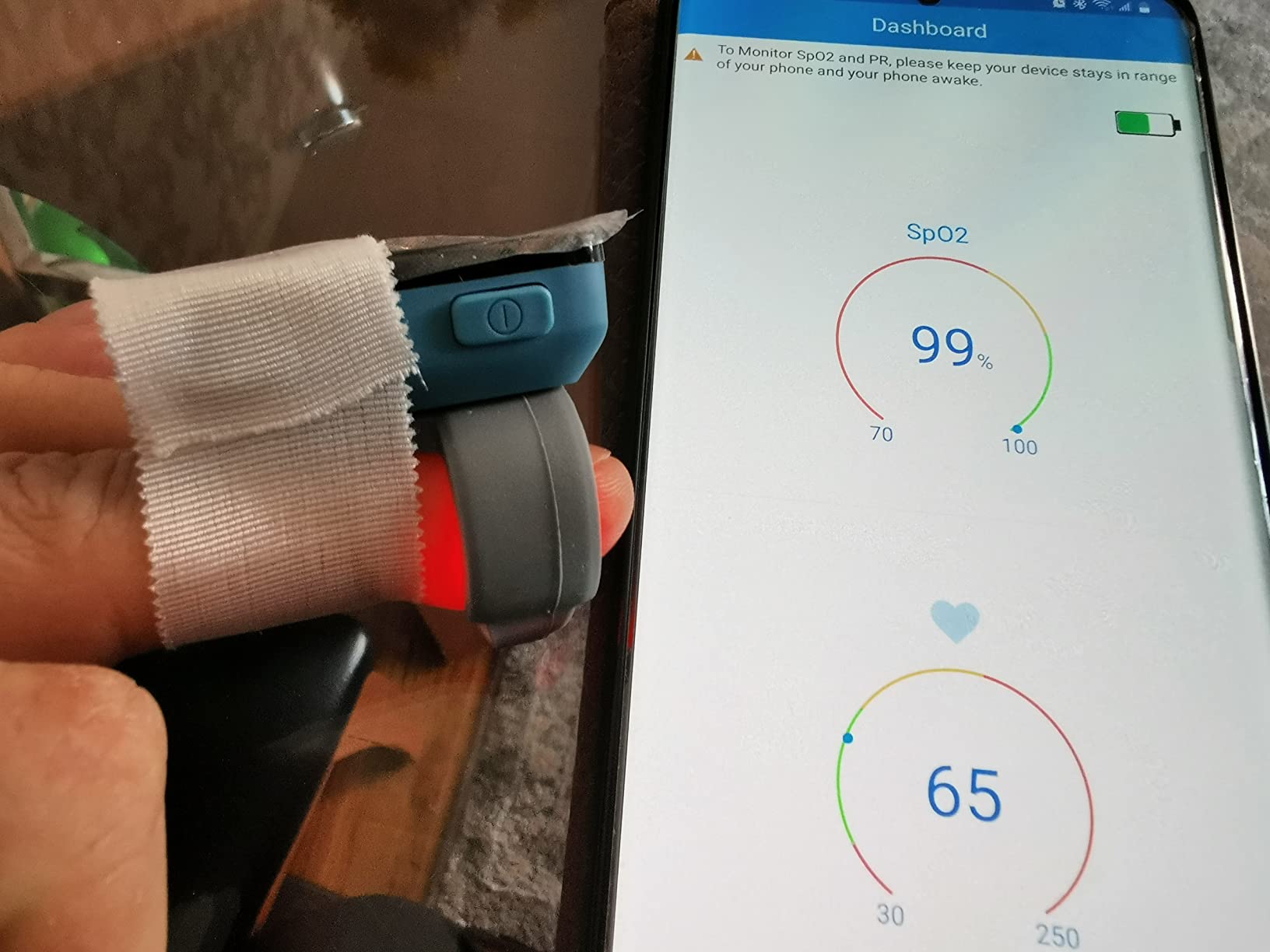LOOKEE O2-Tracker Ring Continuous Pulse Oximeter - Wearable Oxygen Monitor with Vibration Reminder for Low O2 - Rechargeable Blood Oxygen Saturation SpO2 Meter - Free APP with Reports customer photo 2
