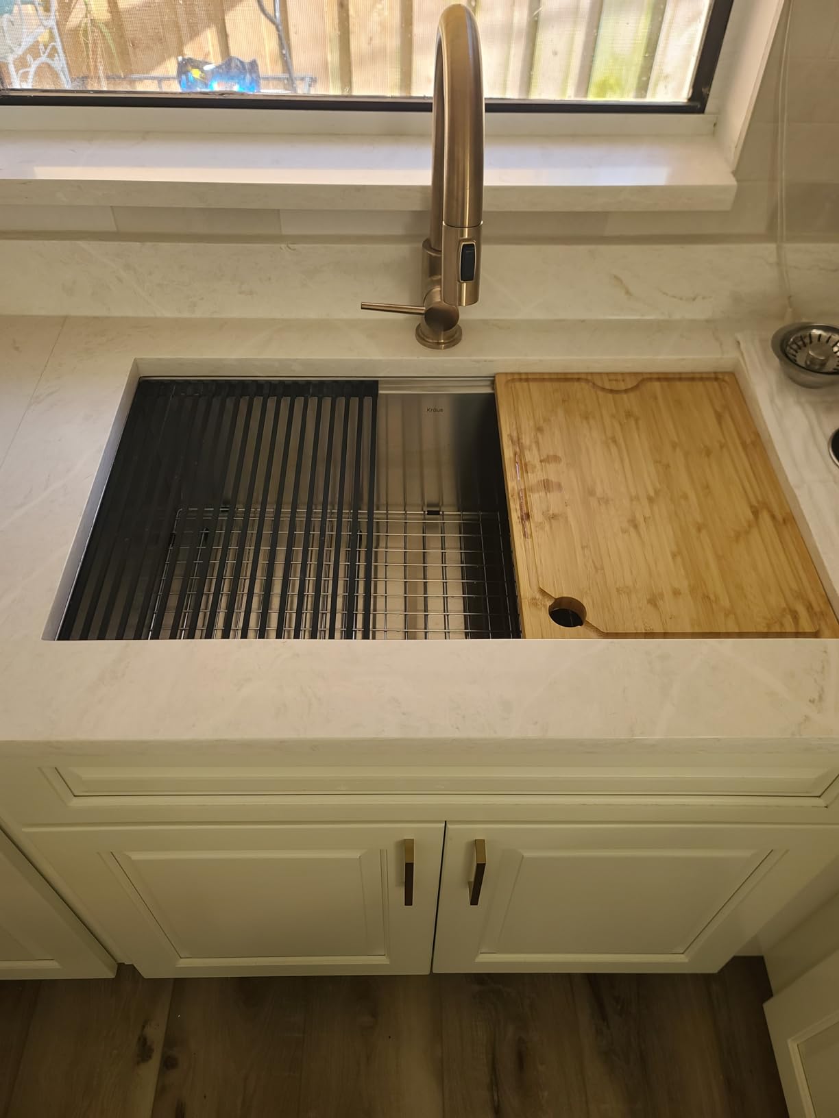 KRAUS Stainless Steel 17 in 16 Gauge Undermount Bar Sink KWU111-17 | 16-gauge TRU16 steel, compact bar design, integrated ledge, cutting board/sink cover included, NoiseDefend soundproofing customer photo 1