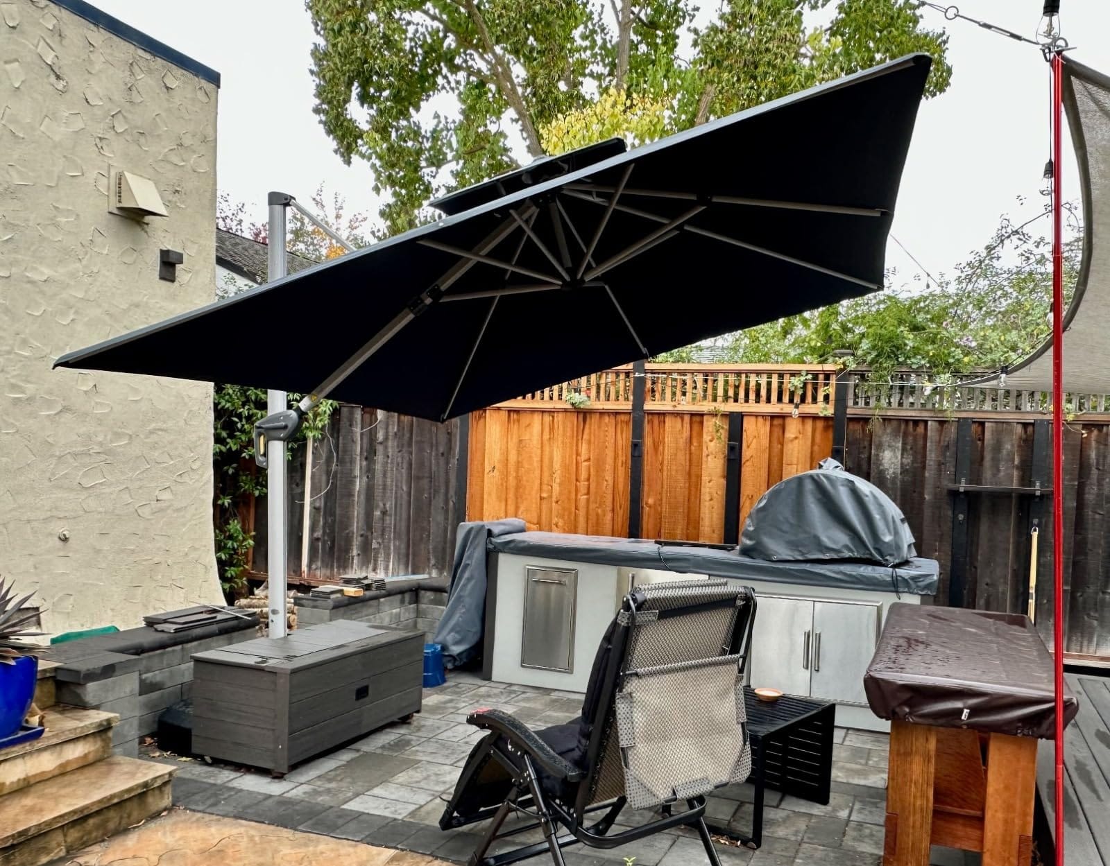 PURPLE LEAF Cantilever Outdoor Umbrella 9' x 9' Square Double Top, Grey customer photo 1