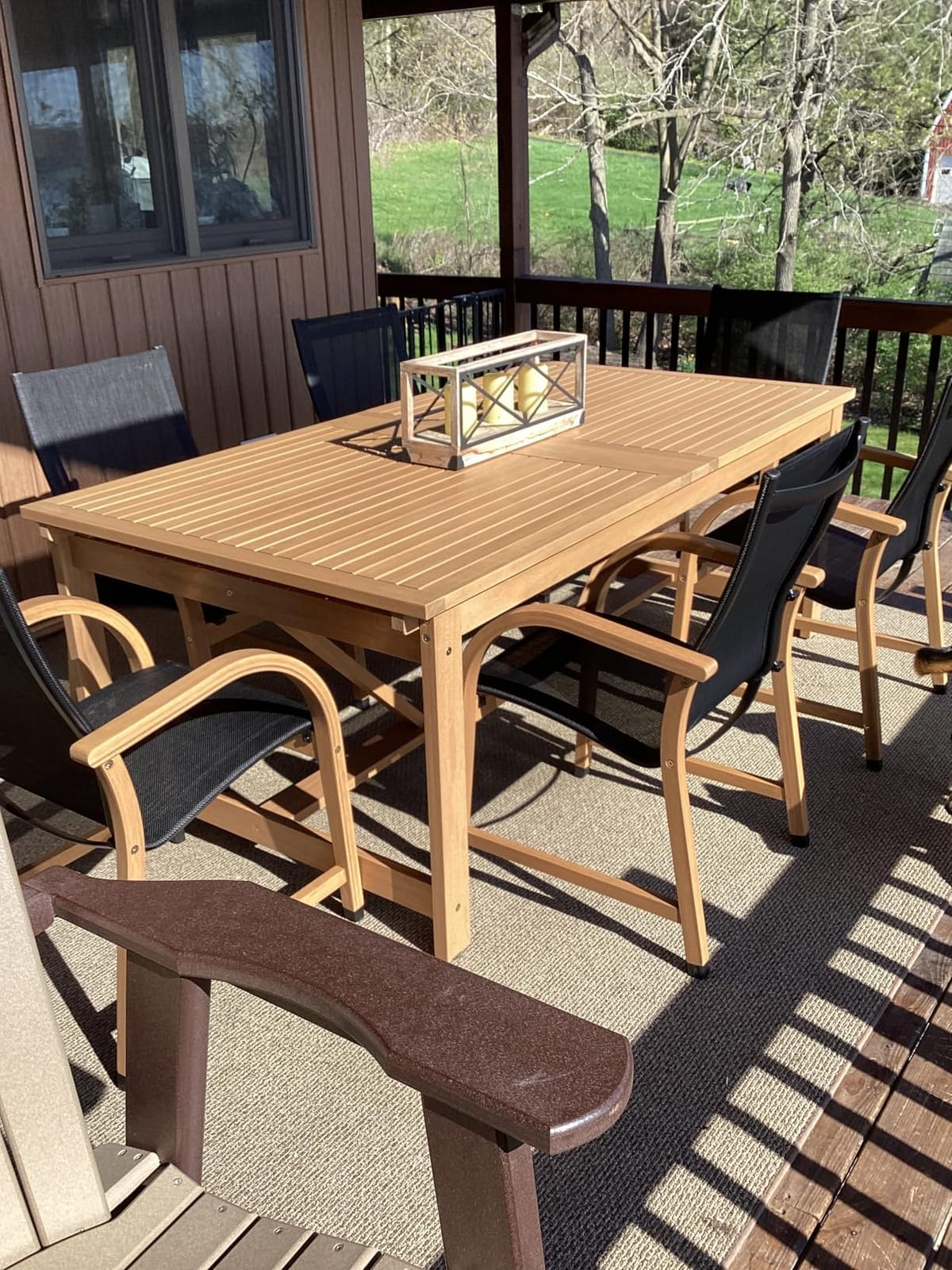 Amazonia Franklin 9-Piece Rectangular Extendable Patio Dining Set Teak Finish and Weather-Net Technology Ideal for Outdoors and Indoors customer photo 2