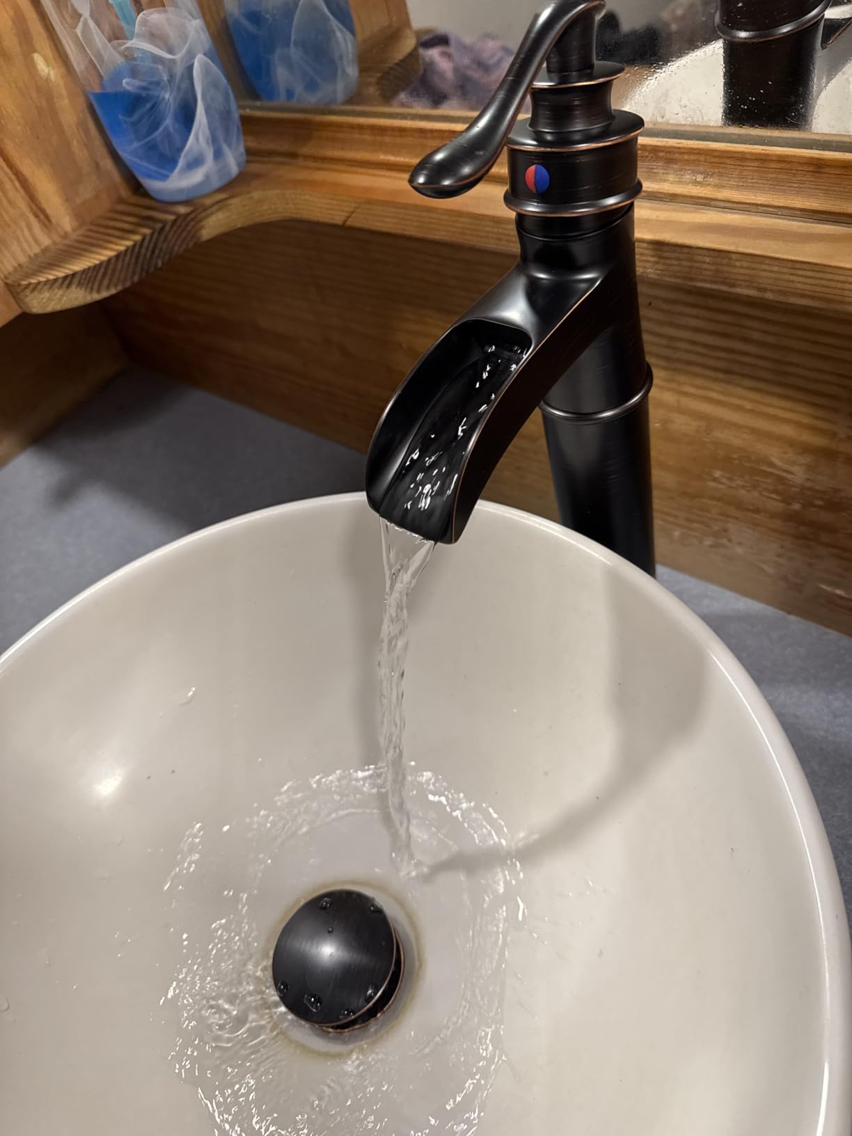 BWE Vessel Sink Faucet Waterfall Matte Black Bathroom Faucets Single Hole customer photo 2