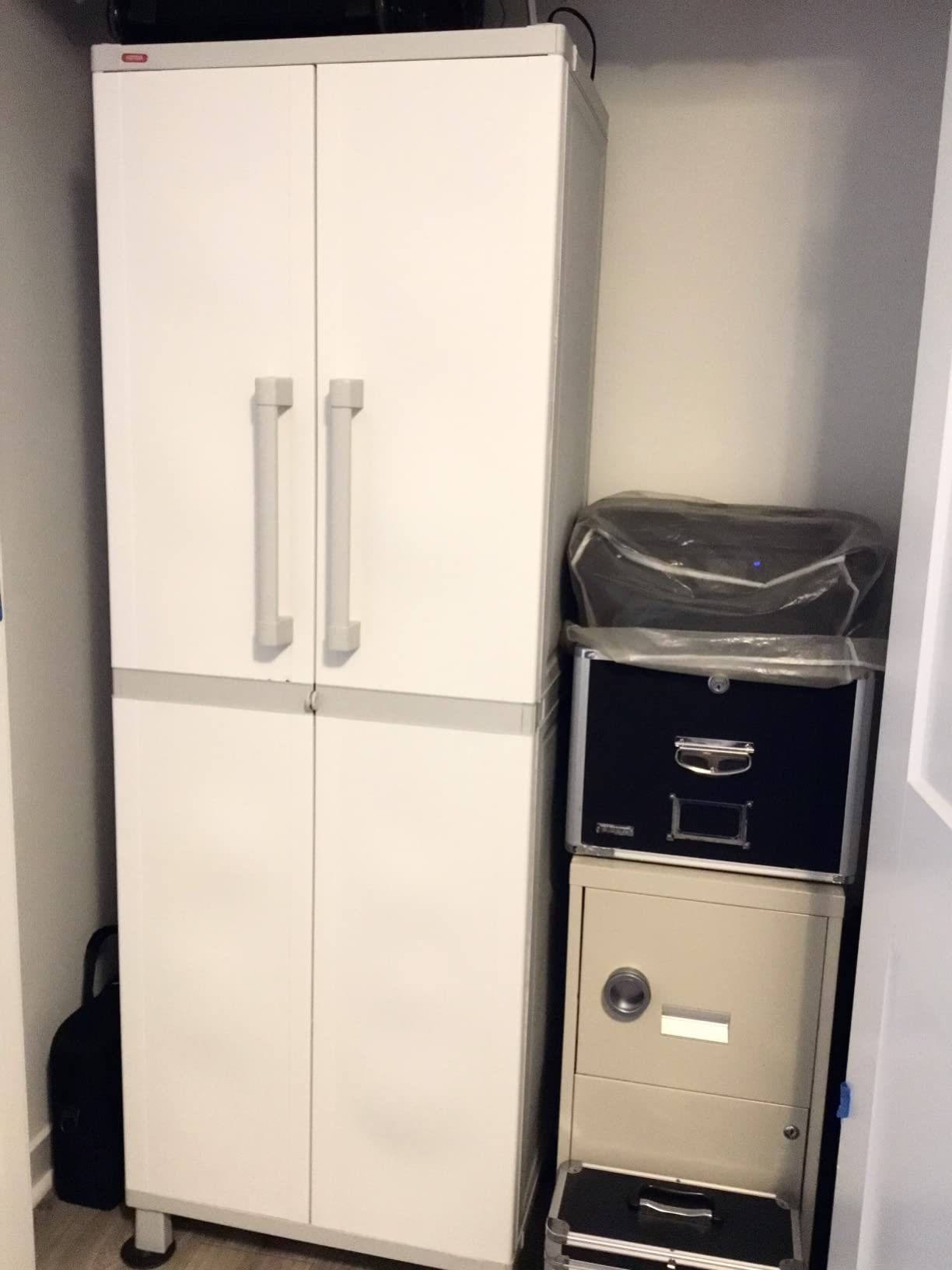 Keter Storage Cabinet with Doors and Shelves for Laundry Room, Garage, Bathroom Accessories, Closet and Home Organization, White & Grey customer photo 2