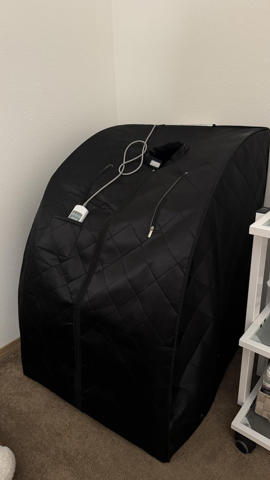 ZONEMEL Portable Infrared Sauna, 1 Person at Home Full Body Sauna, Individual Home Spa Tent with Heating Foot Pad, Upgraded Sauna Chair (L 27.6’’ x W 31.5’’ x H 37.8’’, Black) customer photo 1
