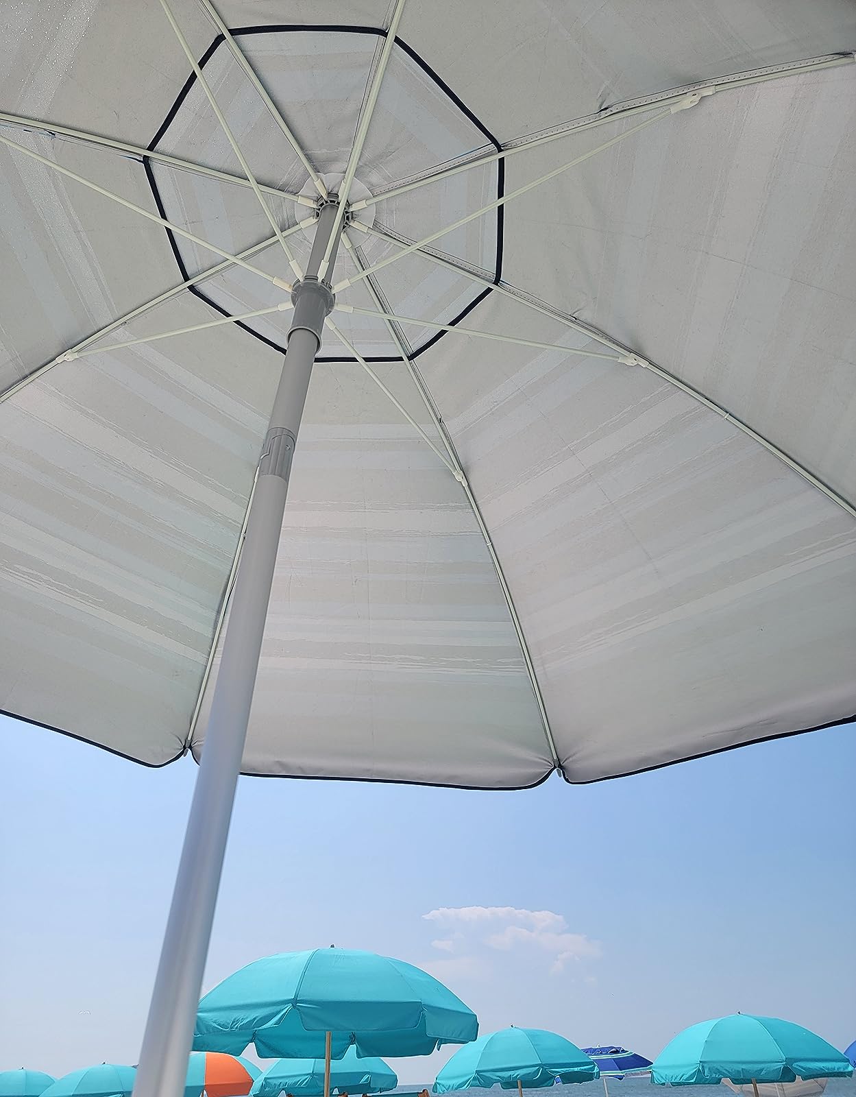 Blissun 7.2' Beach Umbrella with Sand Anchor, Outdoor Portable Beach Umbrella for Sand with Tilt Pole, Carry Bag, Air Vent customer photo 2