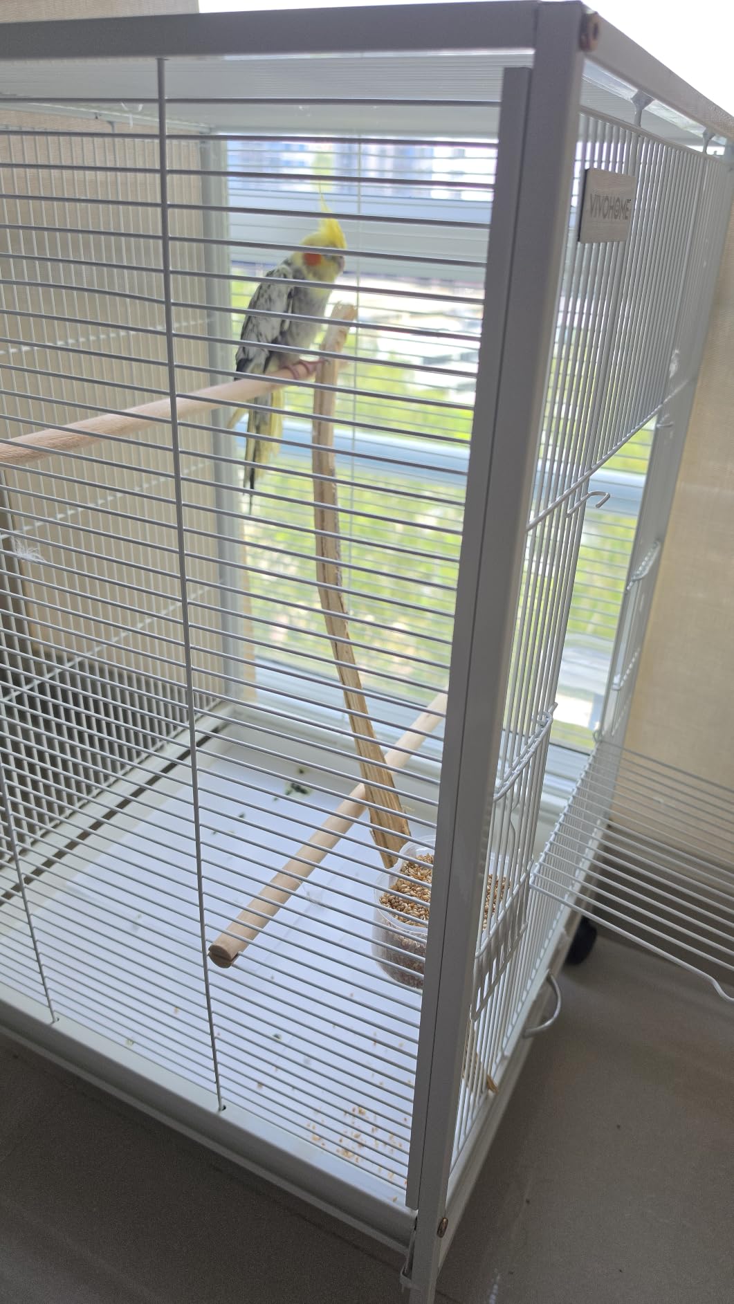 VIVOHOME Wrought Iron Bird Cage with Rolling Stand, 30 Inch Height customer photo 1
