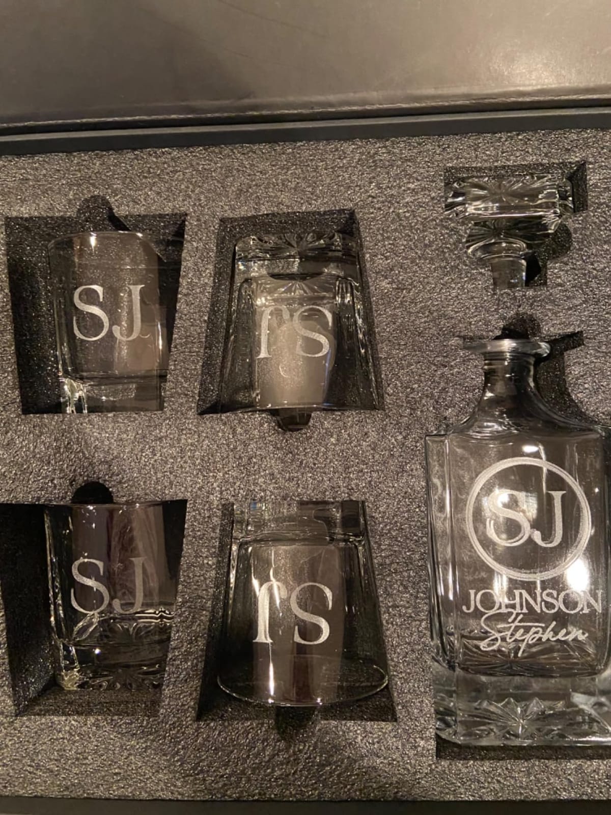 Personalized 5 pc Whiskey Decanter Set - 9 Design Options - Limited Edition, Custom Liquor Decanter | 25 Oz, 750ml Liquor Decanter w/ 4pcs Whiskey Glass Set #1 customer photo 1
