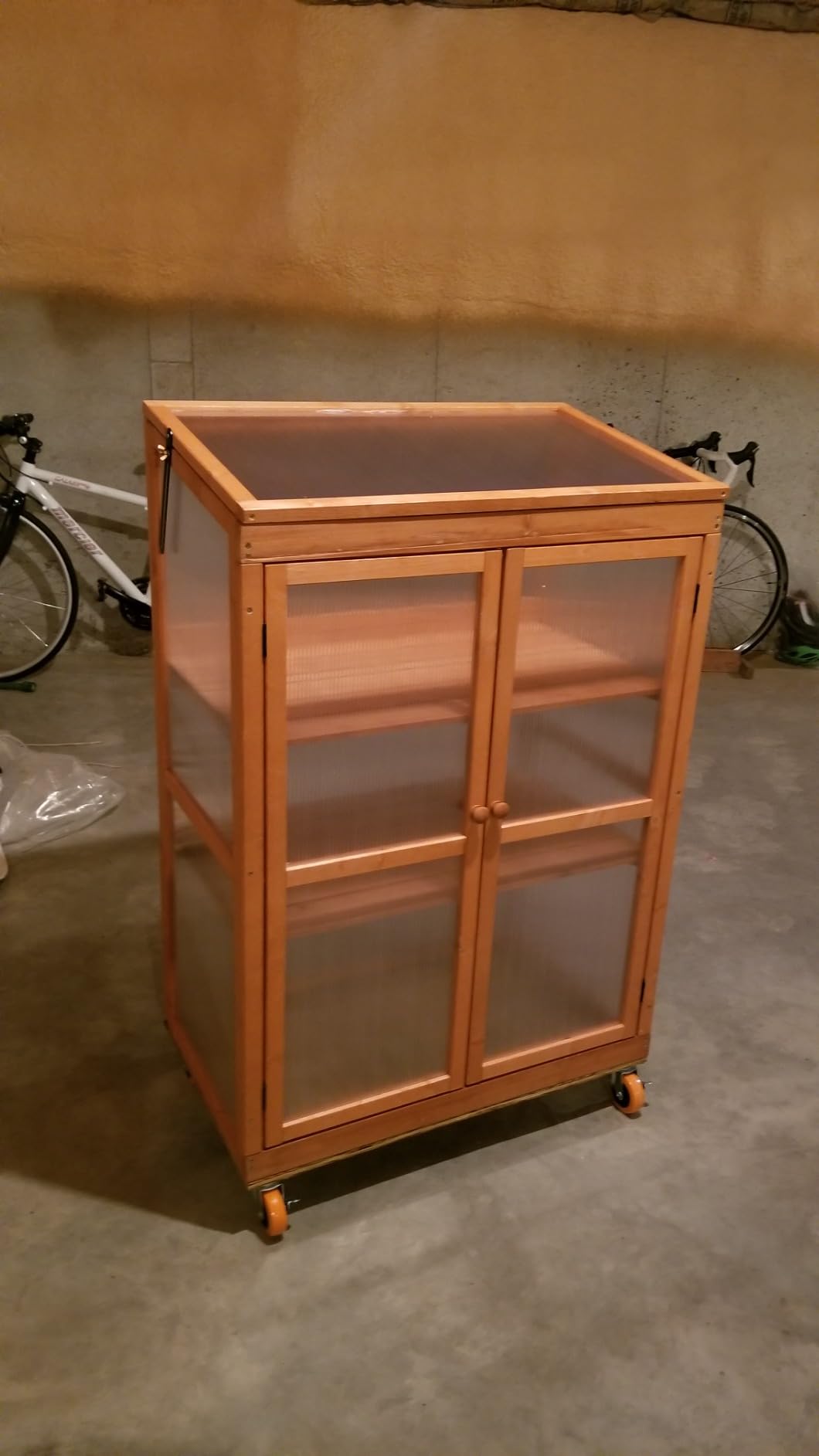 MCombo Cold Frame Greenhouse, Wooden Cabinet with Shelves, 0760 (Orange) customer photo 2