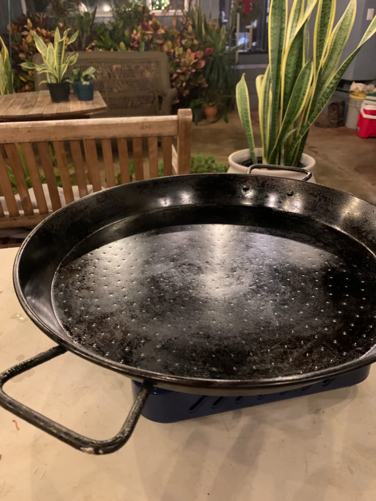 Machika 13 inch Carbon Steel Paella Pan, 34cm Polished Steel Large Skillet From Spain, Great for Paella Parties Indoors, Outdoors, Camping & More, Imported Spanish Paellera, Made by Garcima customer photo 1