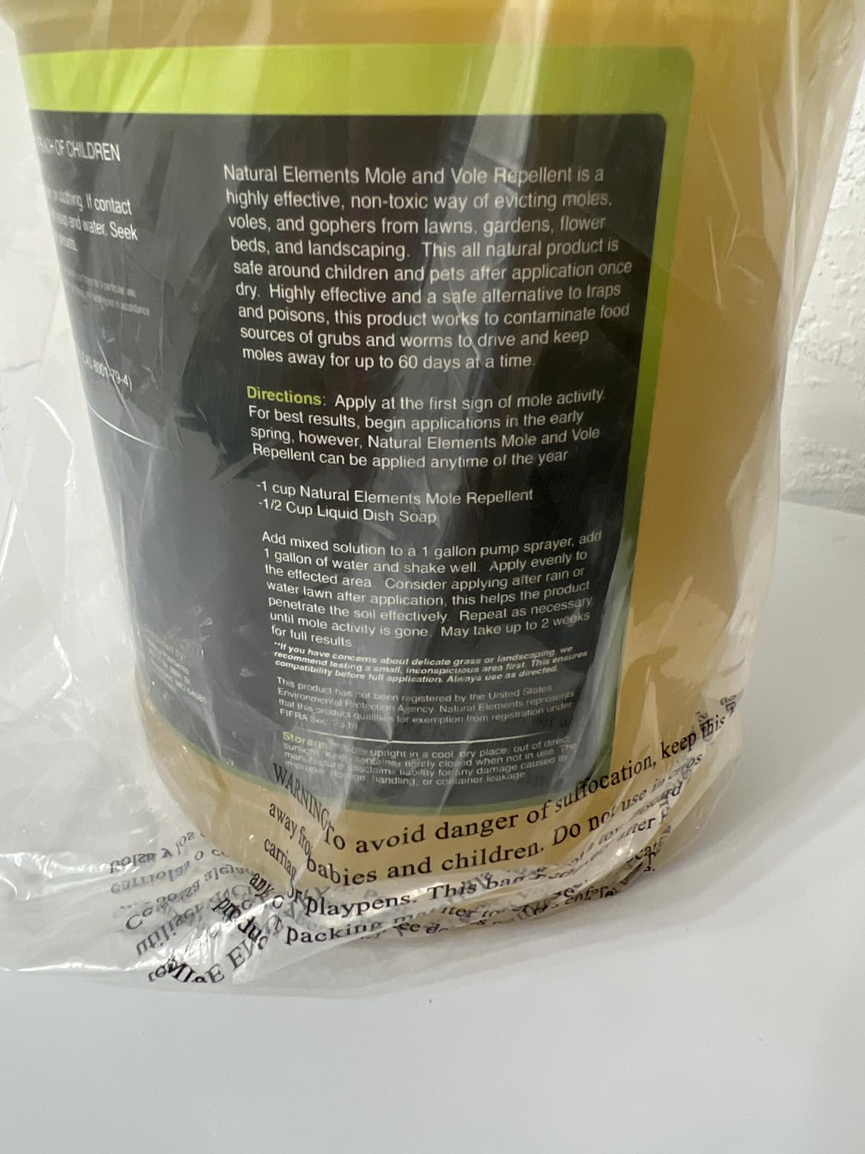 Natural Elements Mole and Vole Repellent – 100% Castor Oil Formula – Lawn and Yard Treatment – Covers Large Areas – 128 oz (1 Gallon) customer photo 1
