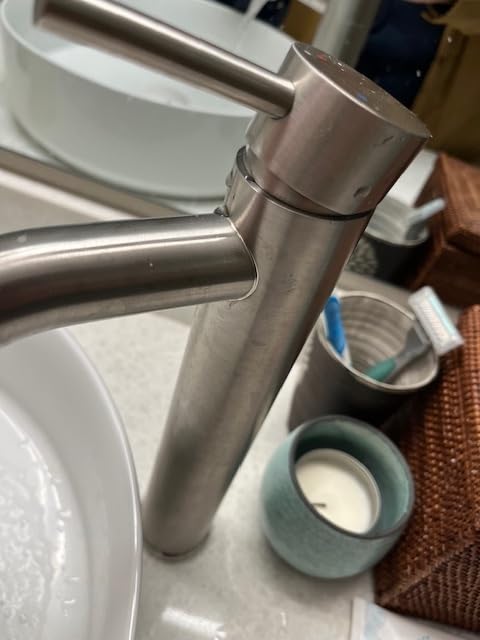 Bathroom Faucet Brushed Nickel Modern Single Hole Bathroom Sink Faucet with Single Handle Suitable for 1 or 3 Holes,Supply Deck Plate and Hose customer photo 2